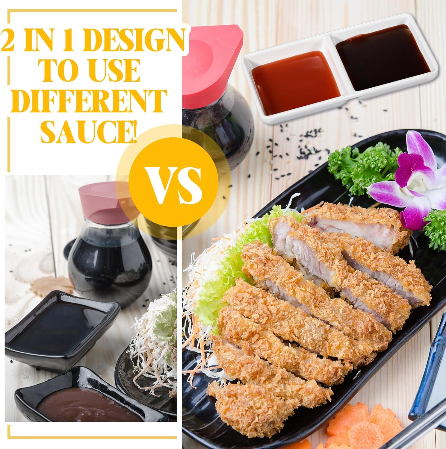 Stylish Dual Compartment Sauce Bowls for Kitchen Dining