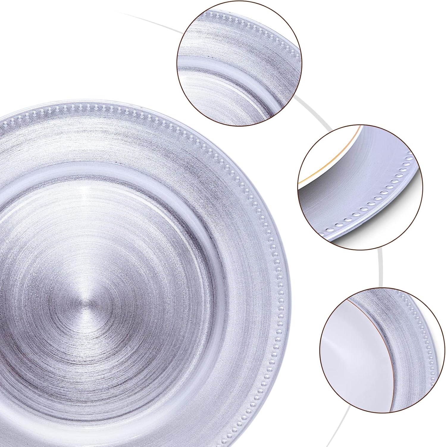 13 Inch Bead Charger Plates 10PCS Set Metallic Silver