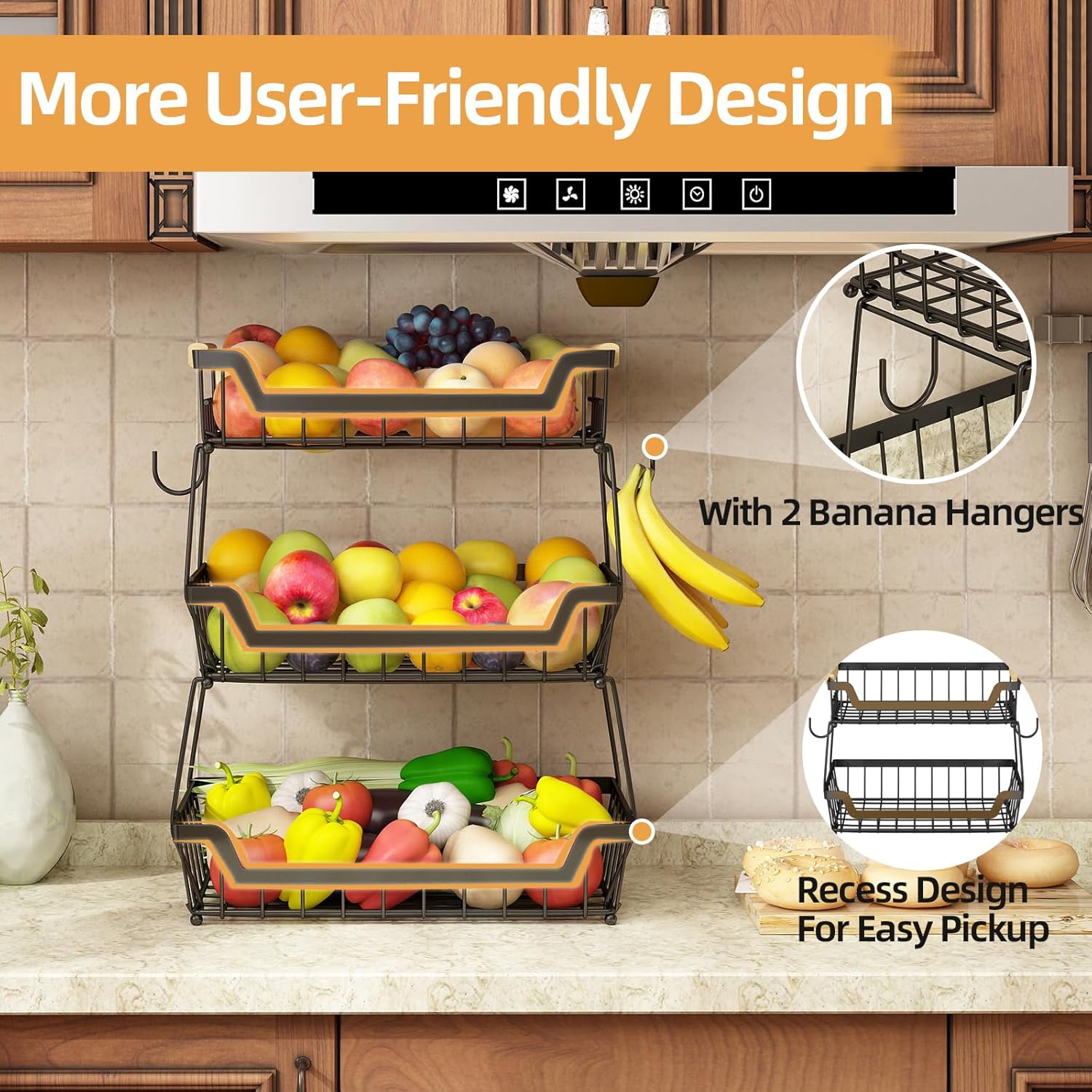 Gillas 3-Tier Countertop Fruit Basket