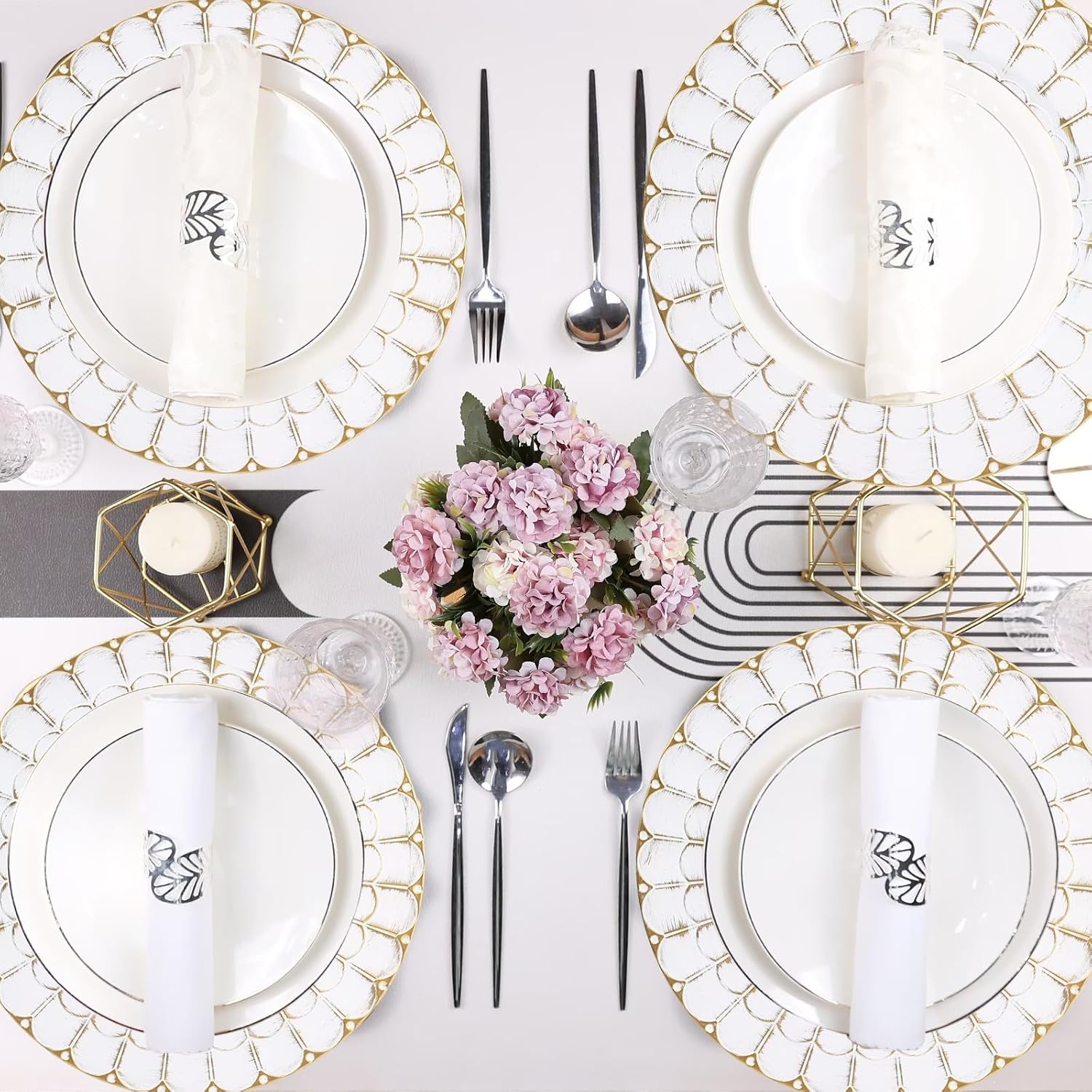 Antique White 12-Piece Dinner Plates in Style