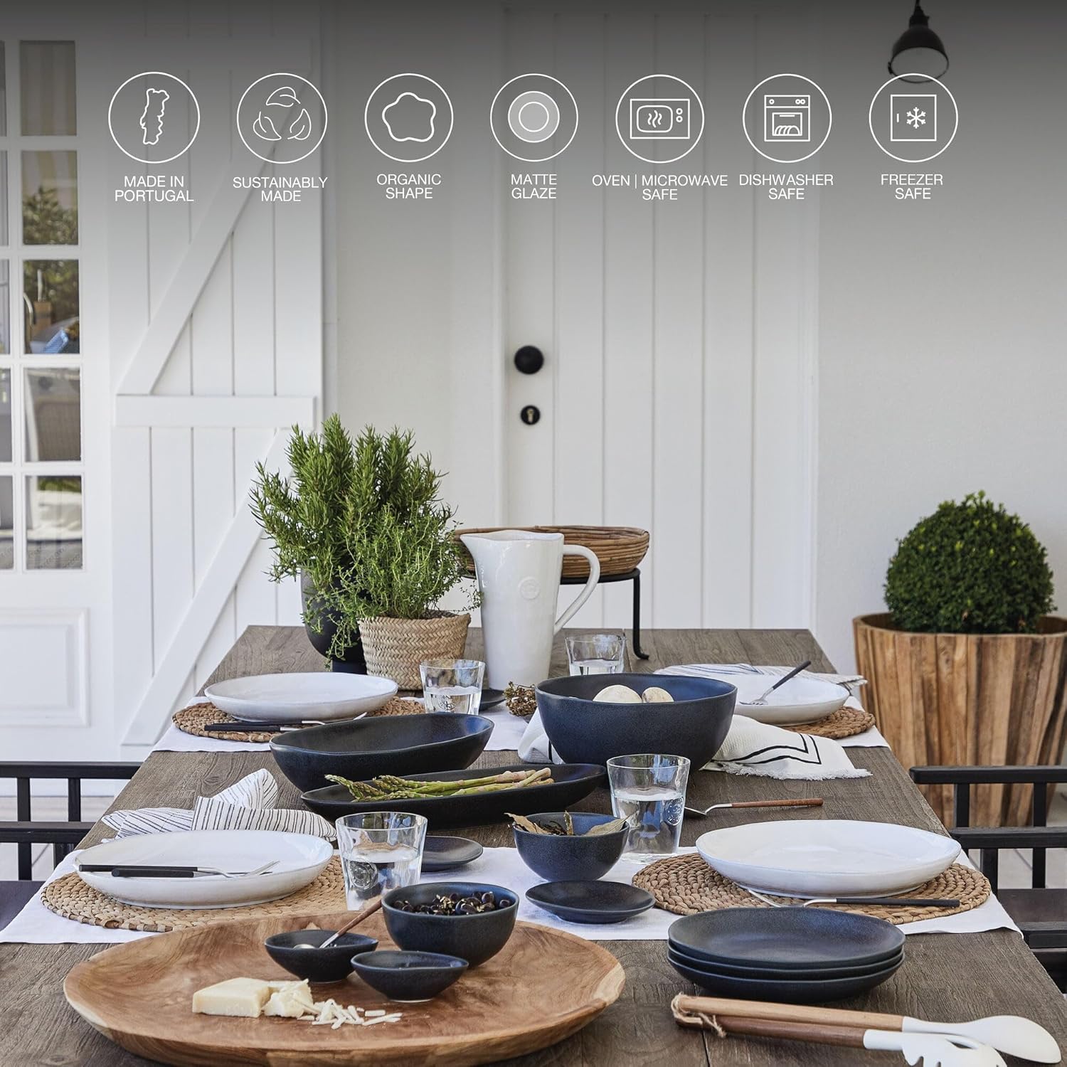 Costa Nova 18 Oval Ceramic Platter - Matte Black