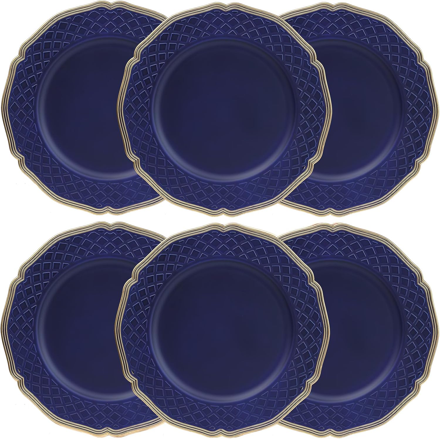Royal Blue charger plates set of 6 with beaded rims for dining