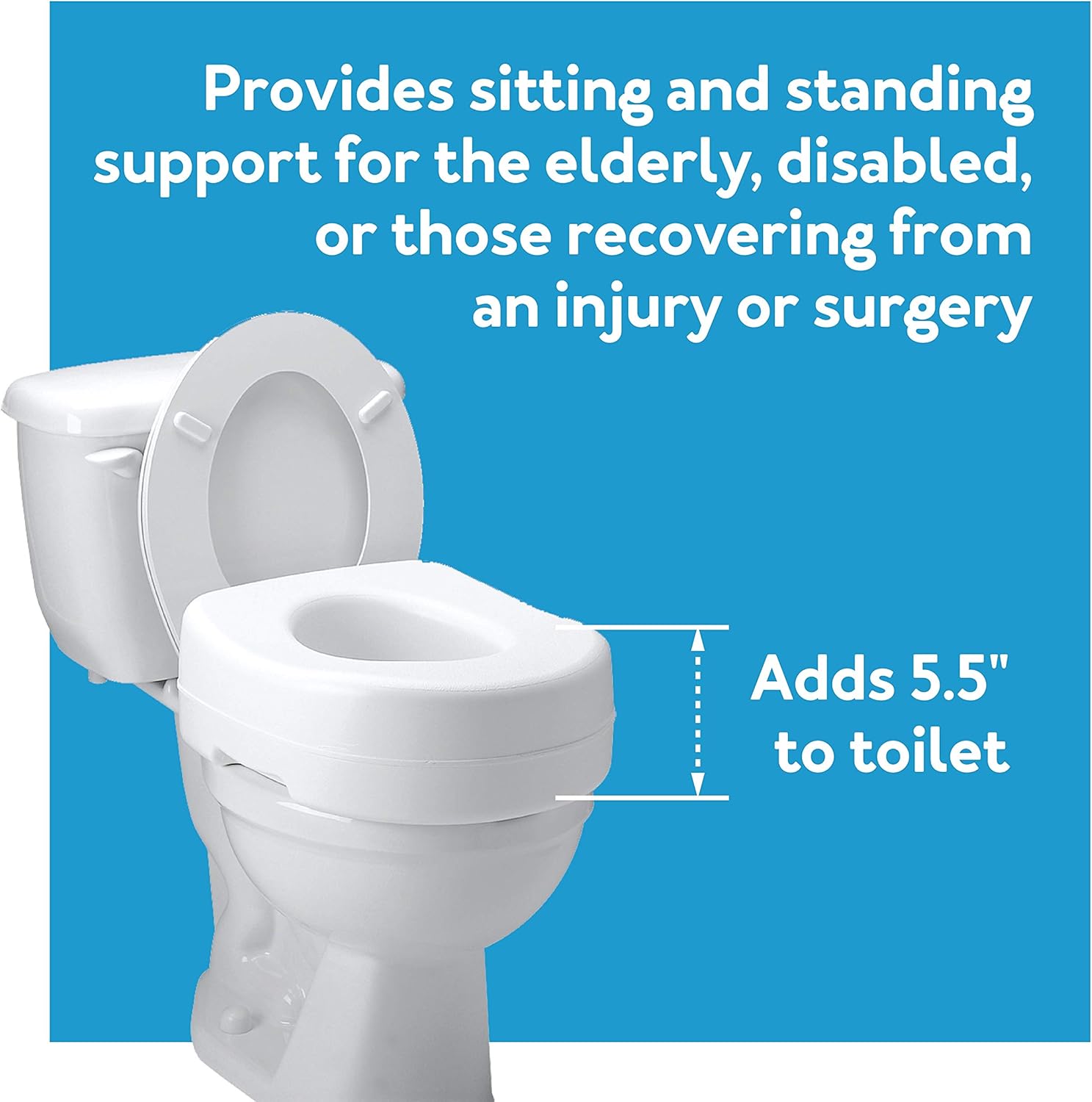 Carex Elevated Toilet Seat - 55 inch Riser