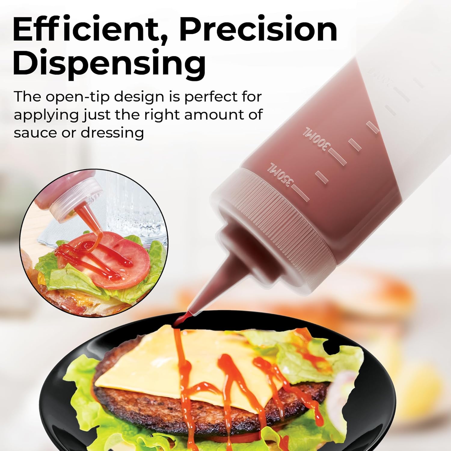 Restaurantware 8-Ounce Food Grade Condiment Squeeze Bottle Ergonomic Design