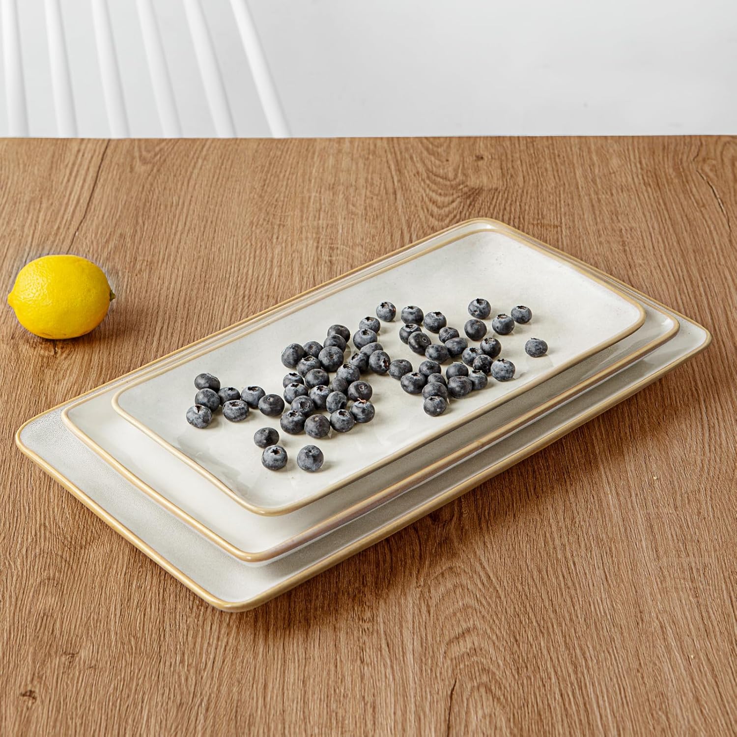 Stoneware Serving Platter Ocean Series Cappuccino White