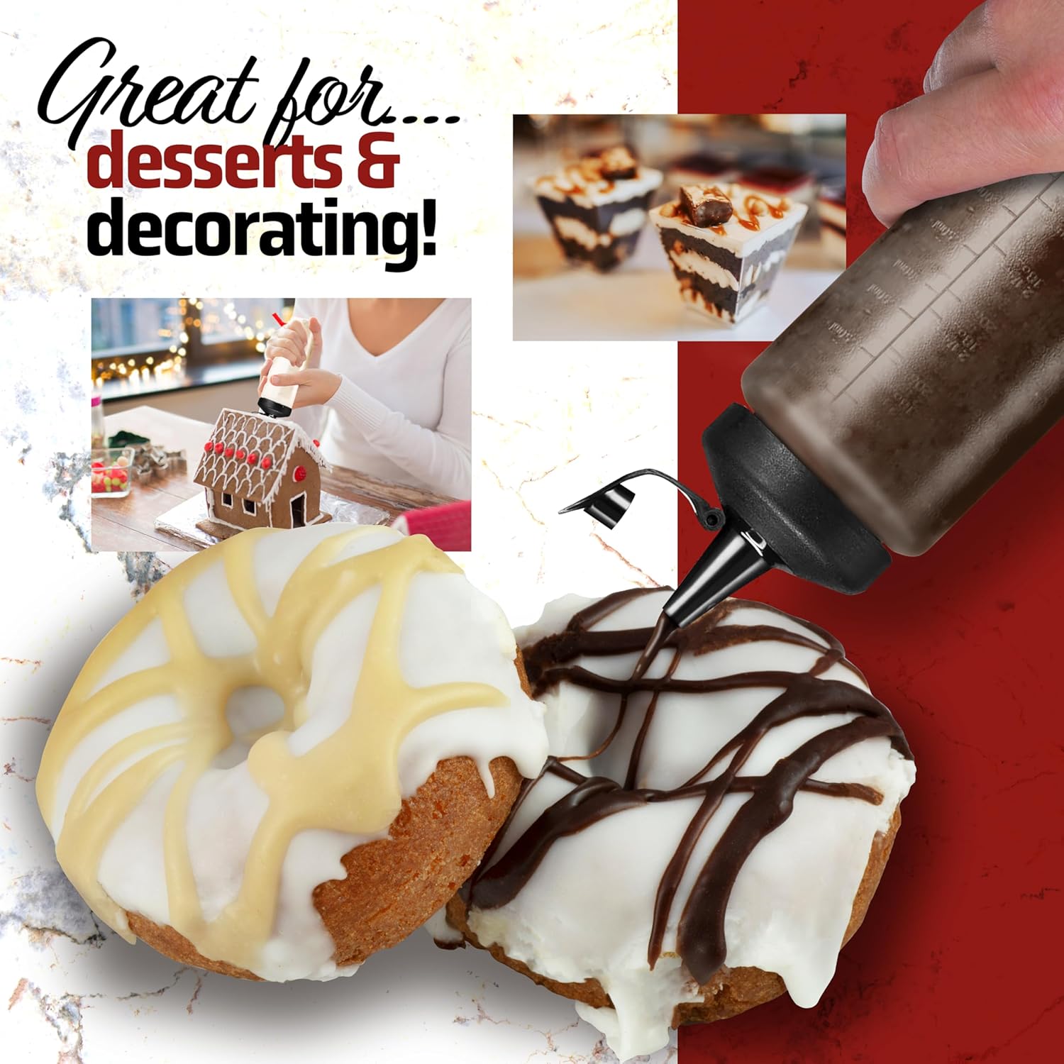 Set of 6 Sleek Condiment Squeeze Bottles