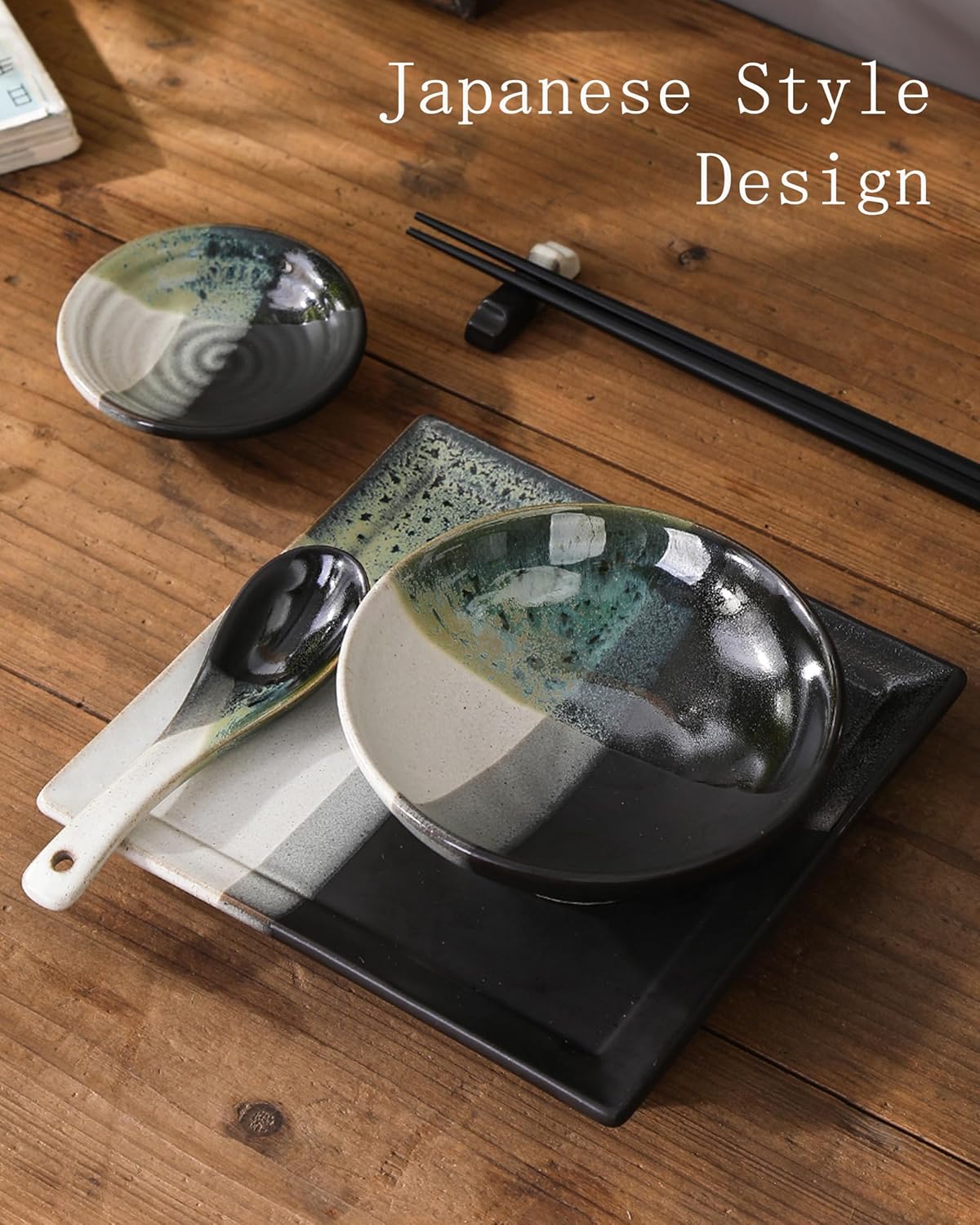 Authentic Japanese Design 6-Piece Dinnerware Set for solo dining