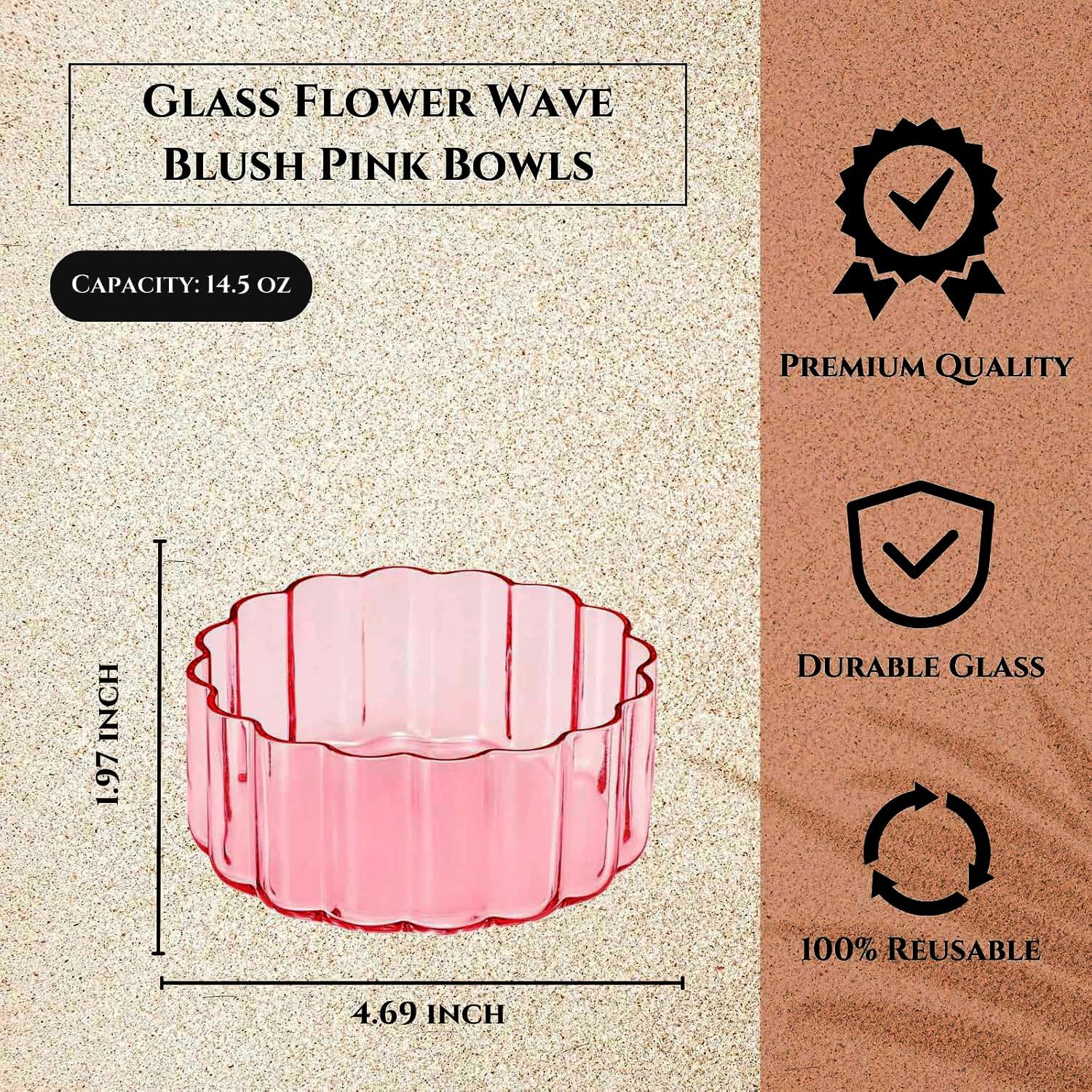 Khen Glass Flower Wave Bowls Set