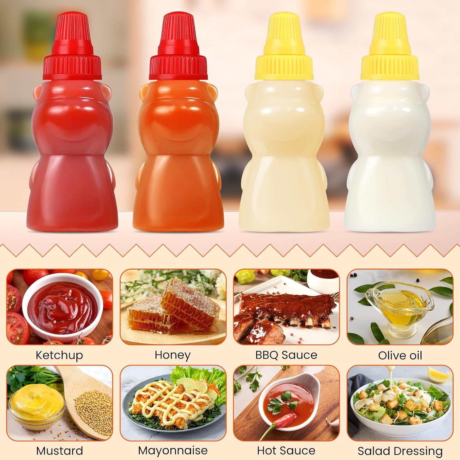 4-Piece Bear-Shaped Condiment Bottles