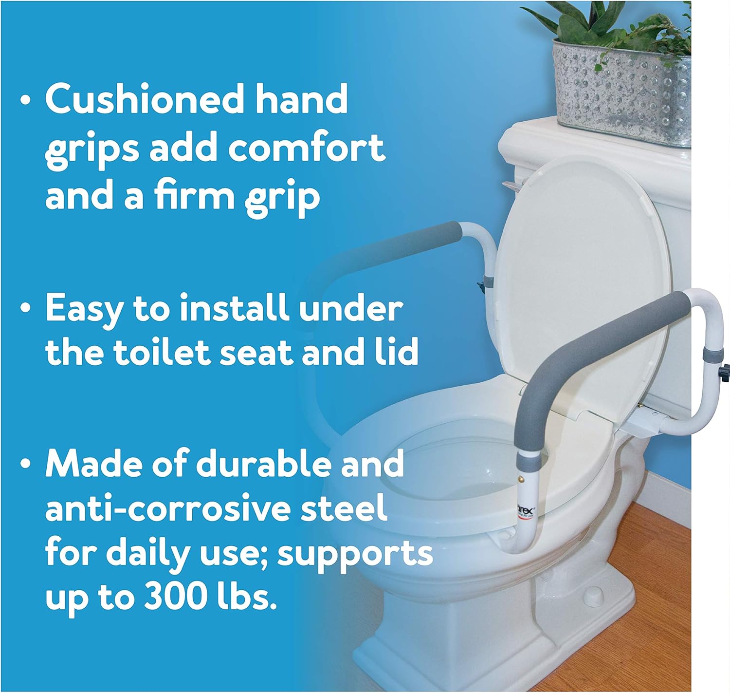 Carex Toilet Safety Frame Adjustable for Elderly Handicapped 300lbs Capacity