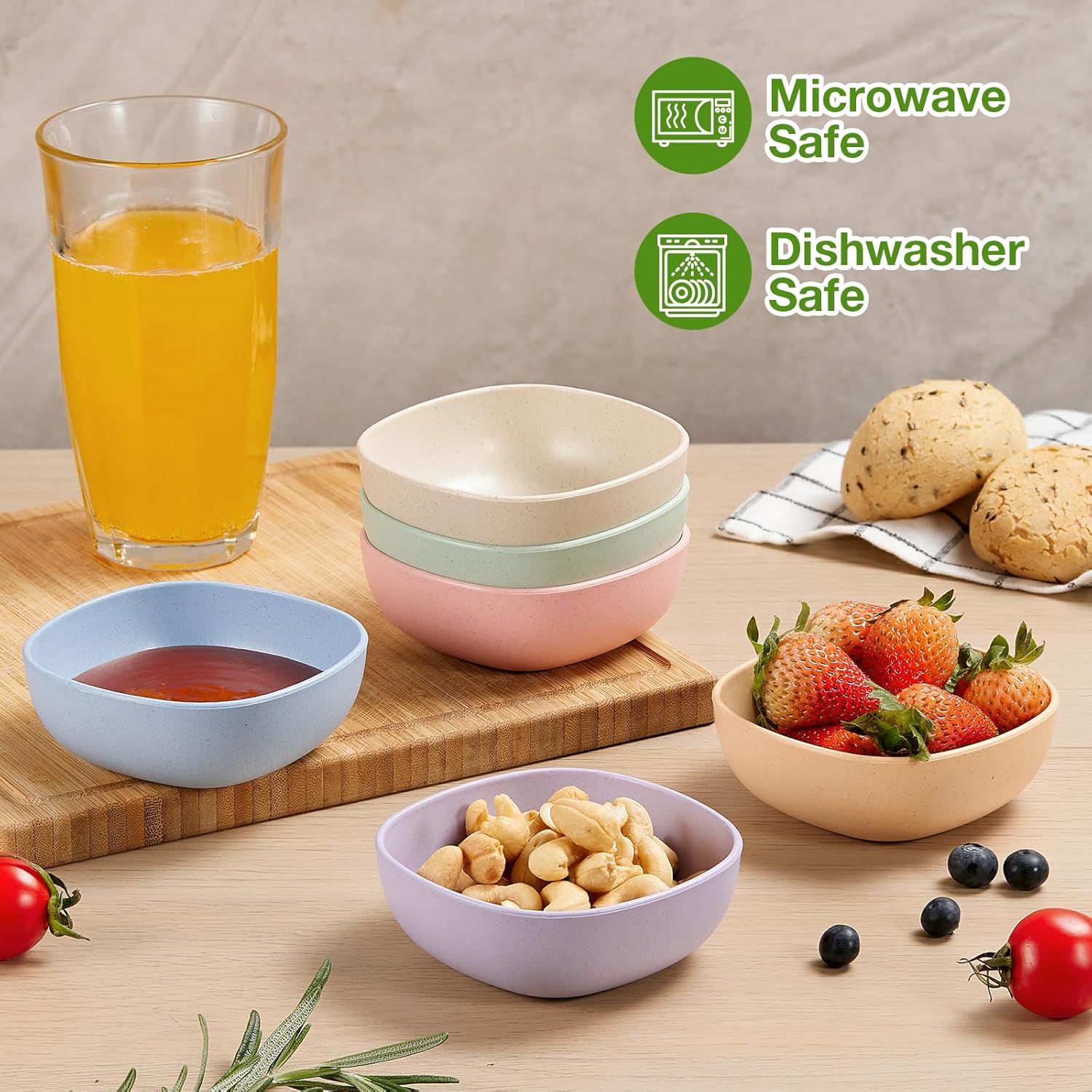 Durable Wheat Straw Soy Sauce Bowls for Parties