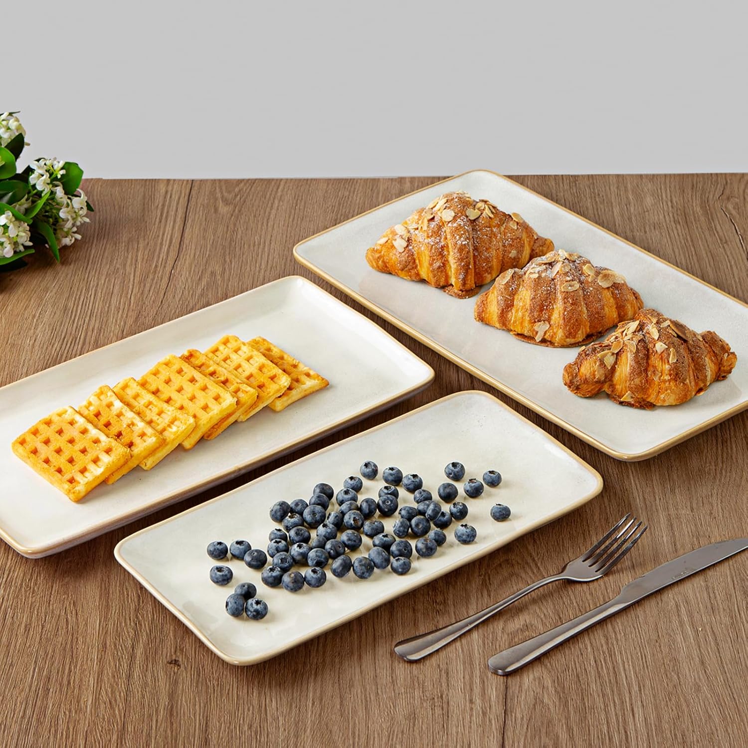 Stoneware Serving Platter Ocean Series Cappuccino White