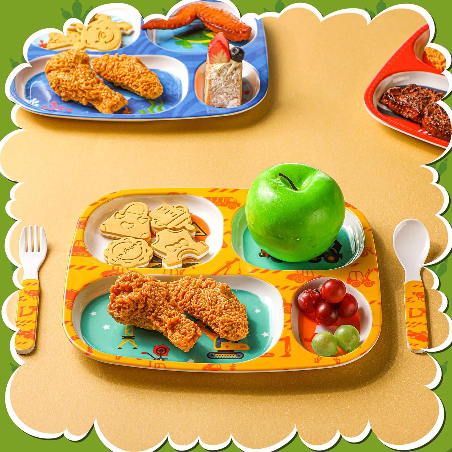 Hoolerry 4 Set Kids Dinner Plates