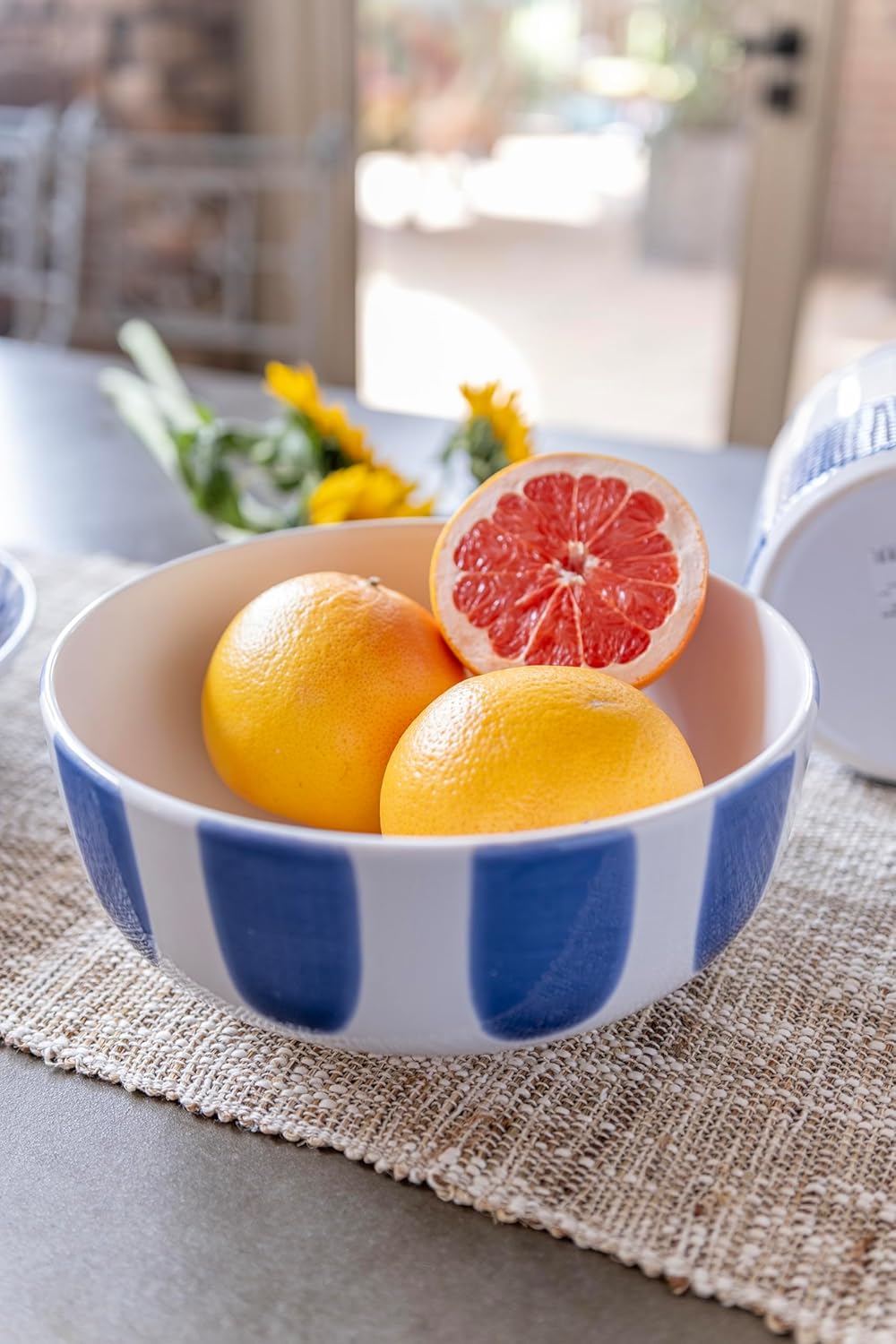 Vietri Viva Santorini Dot Large Footed Serving Bowl