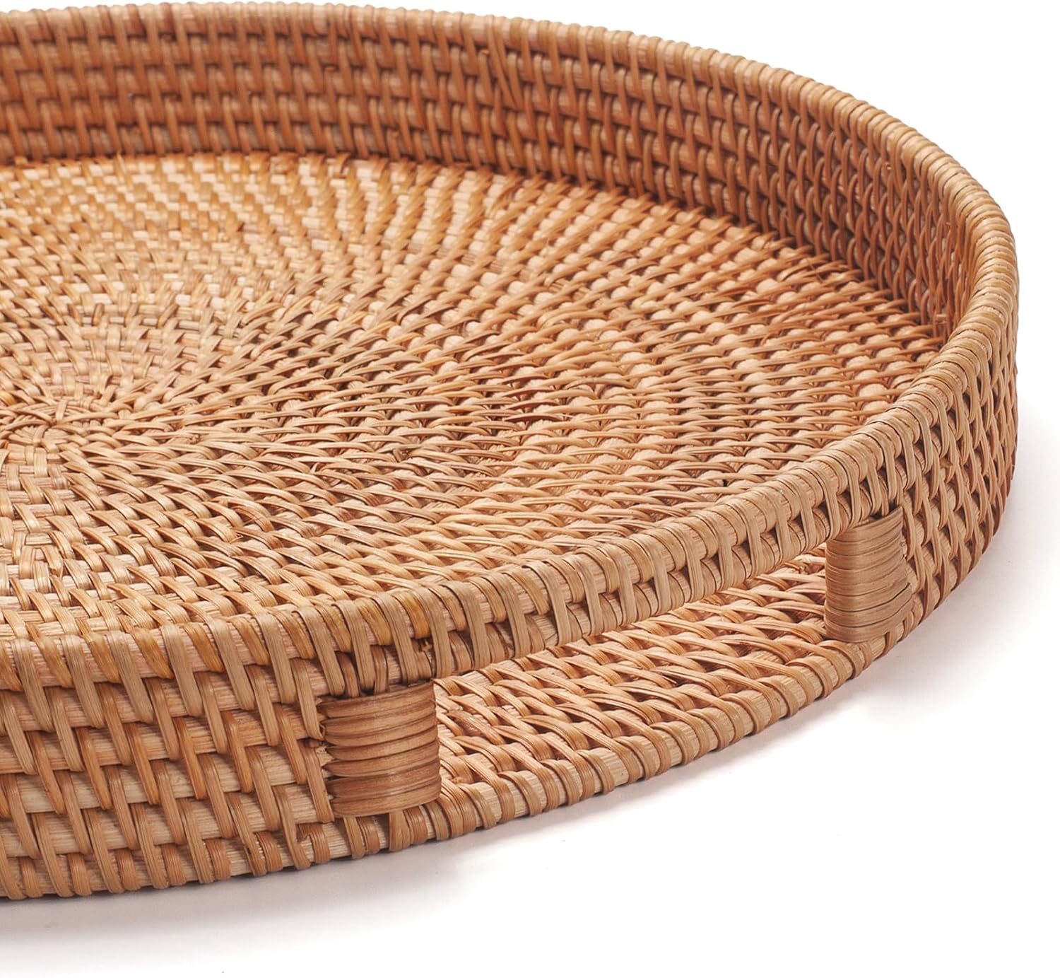 Hand-woven rattan serving tray for desserts elegant and durable