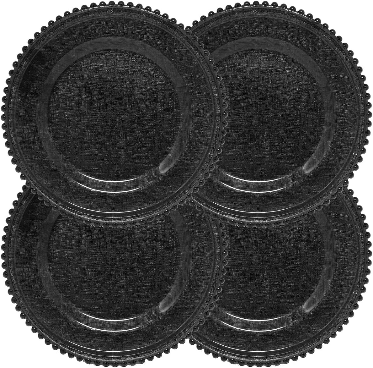 Ms Lovely Cross-Stitch Glass charger plate set - Black 126 inch - Beaded Rim