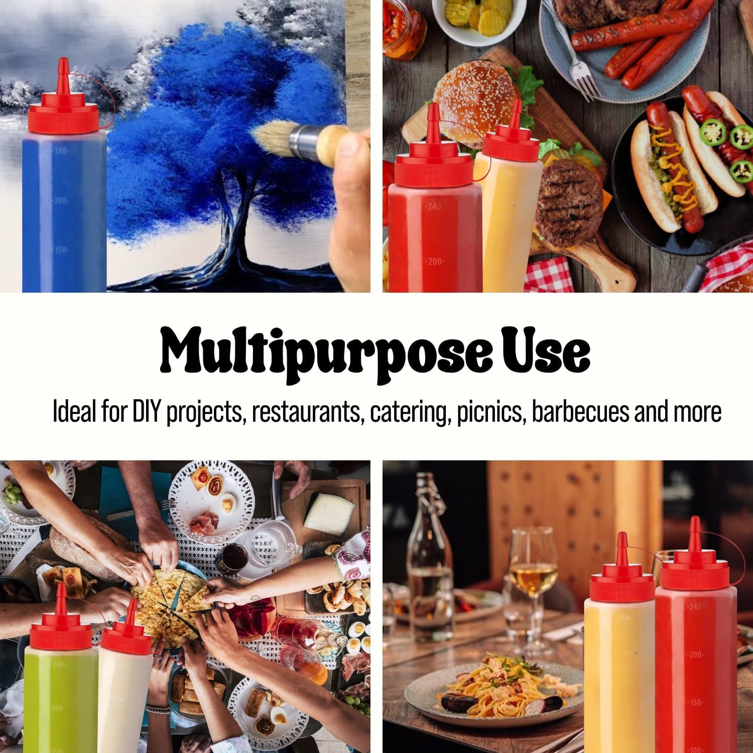 No-Spill Leak-Proof Condiment Squeeze Bottles - Perfect Choice for Kitchens