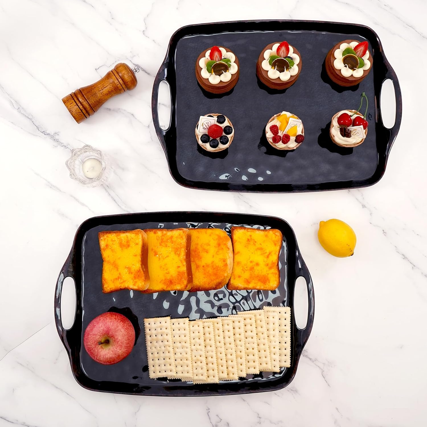 Large Melamine tray with handles for serving food