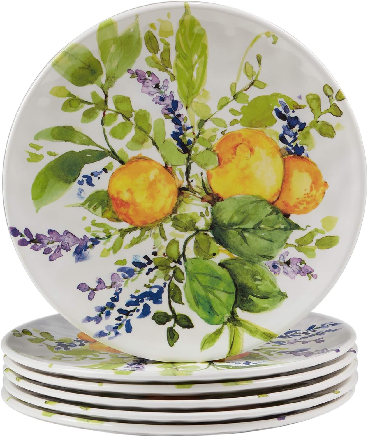 Certified International Lemon Zest Melamine SaladDessert Plates Set of 6