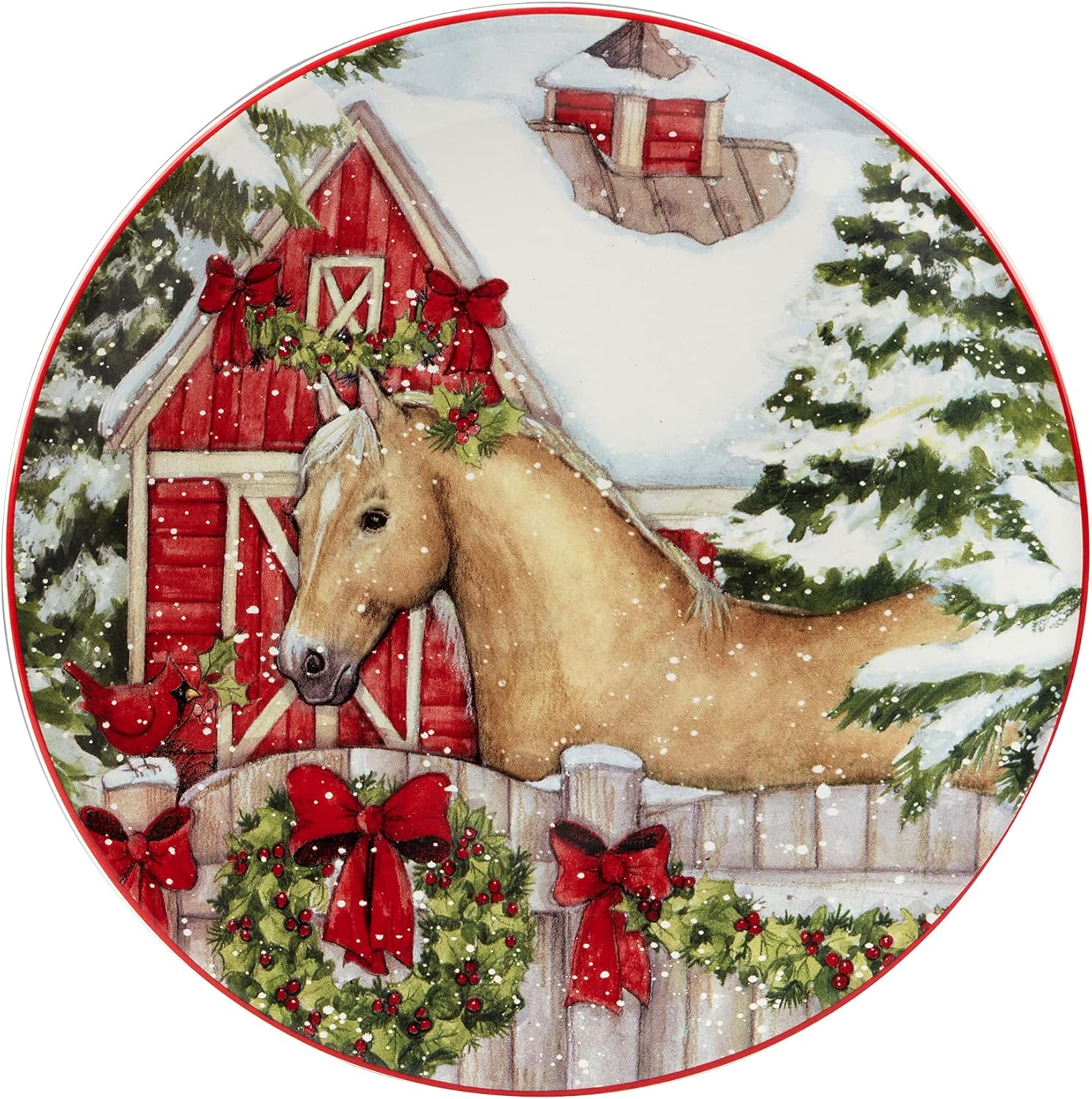Certified International Homestead Christmas Salad Plate - 9 Durable Diners Delight