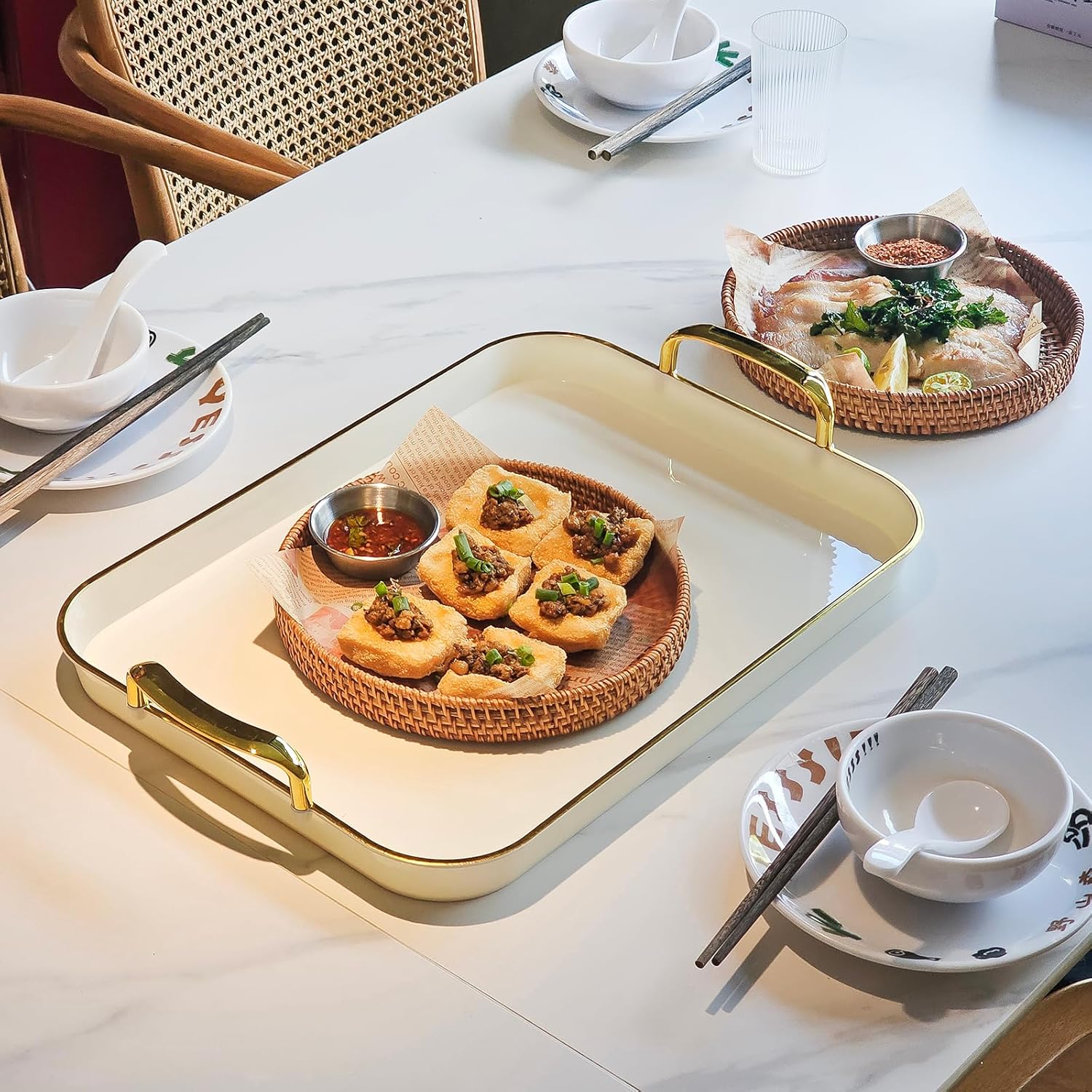 JEESA Set of 3 Serving Platters with Handles
