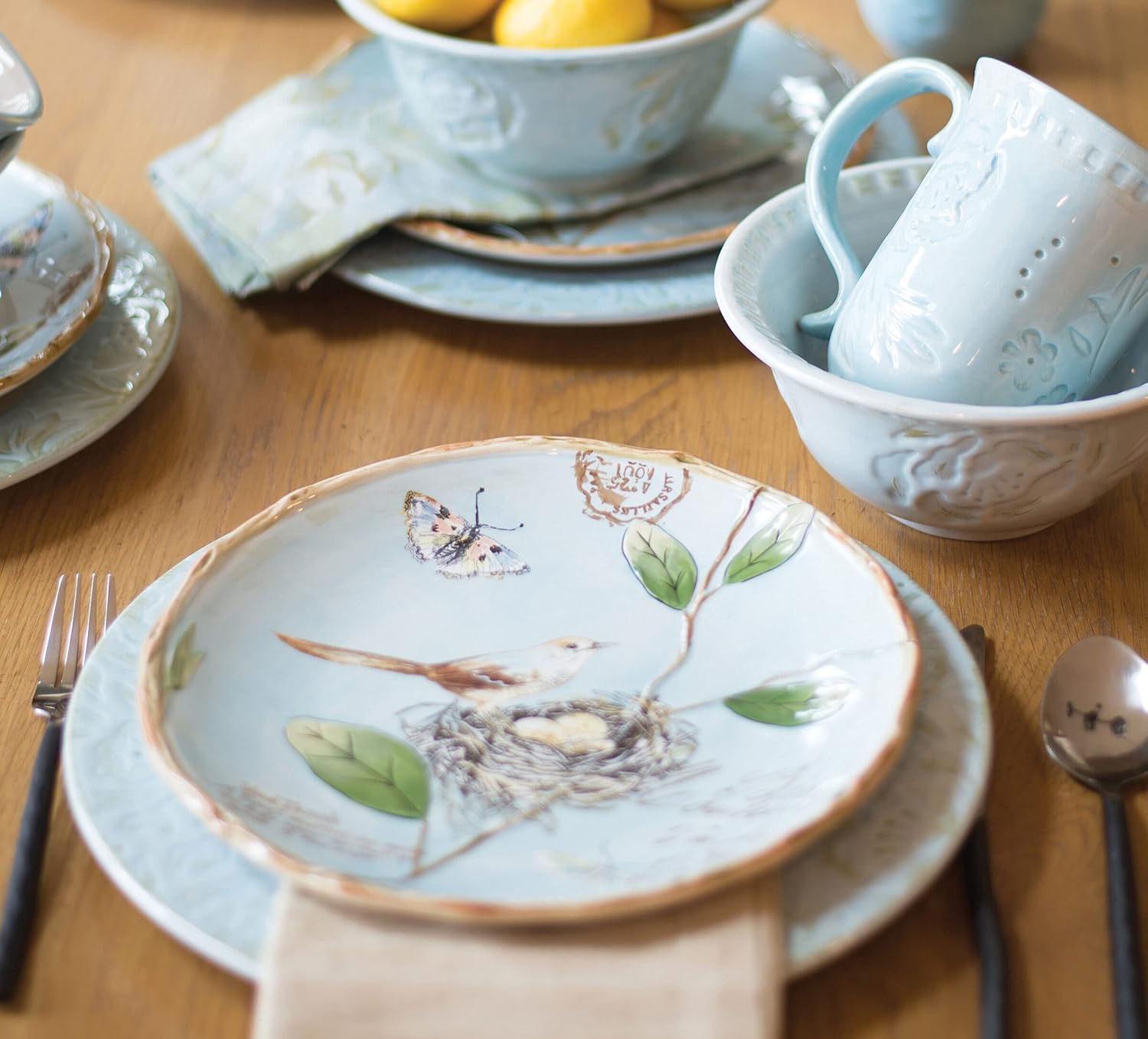 Fitz Floyd Fitz and Floyd Toulouse Accent Salad Plates Set of 4 Blue