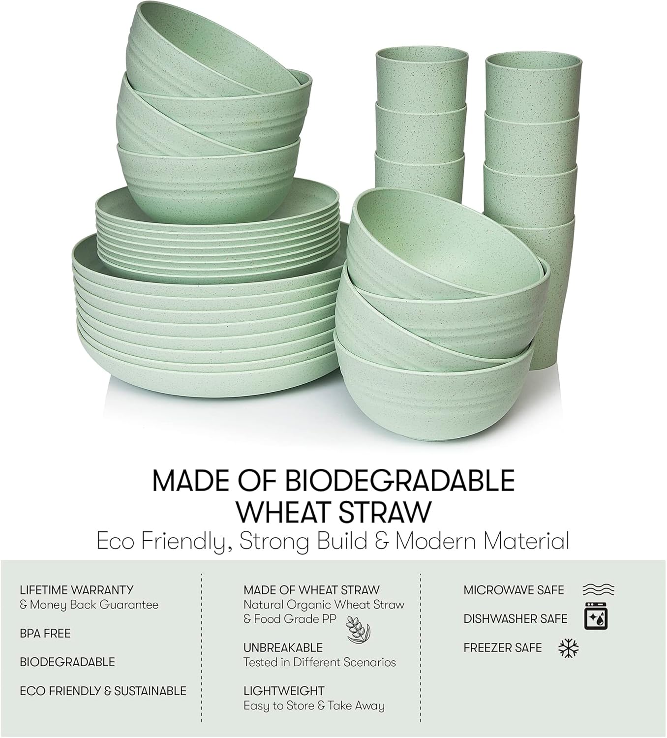 Sven Unbreakable Dinnerware Sets 8-Piece Set - Eco-Friendly Microwave dishwasher Safe
