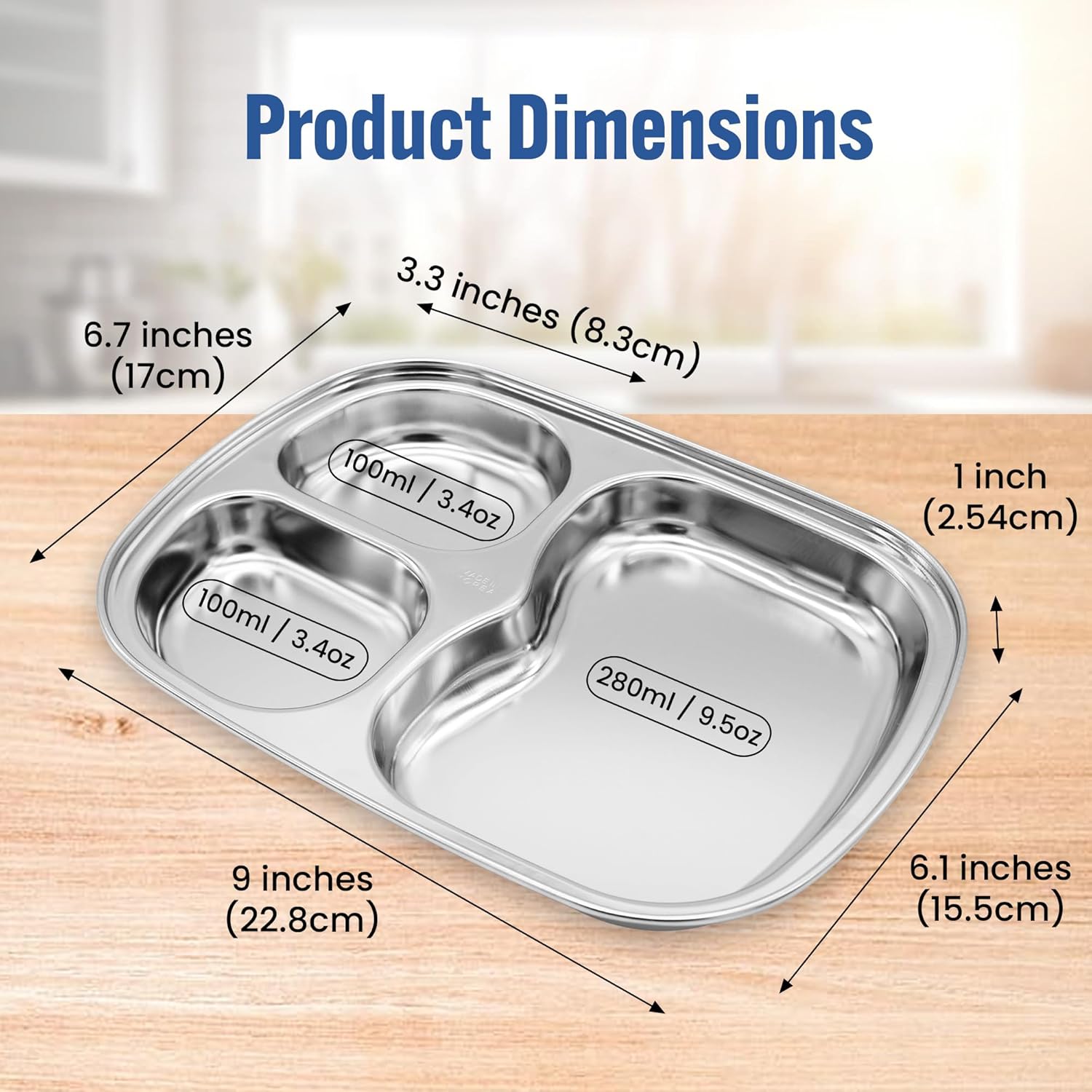 Fam 3-Compartment tray compact safe for toddlers and kids