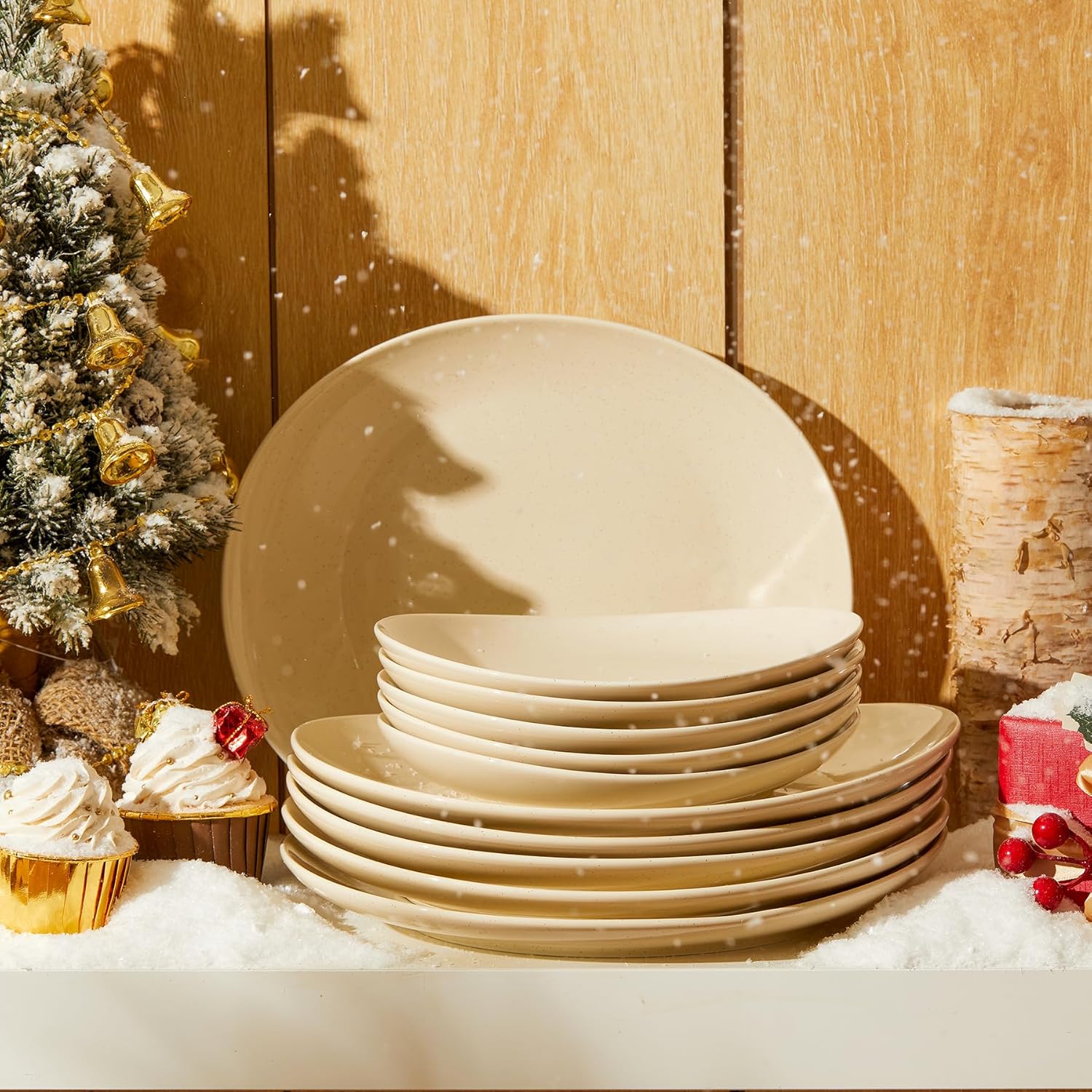 Curved Design Set of 6 Dinner Plates - dishwasher microwave oven safe