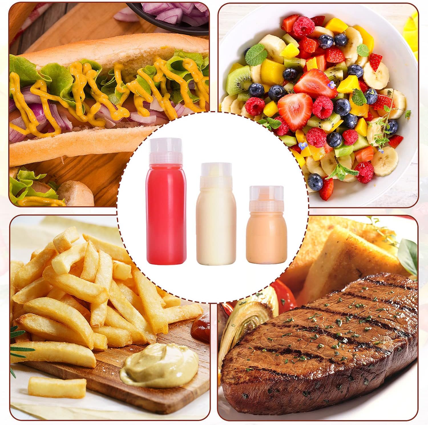 RAMFIYN 5-Nozzle Condiment Squeeze Bottles