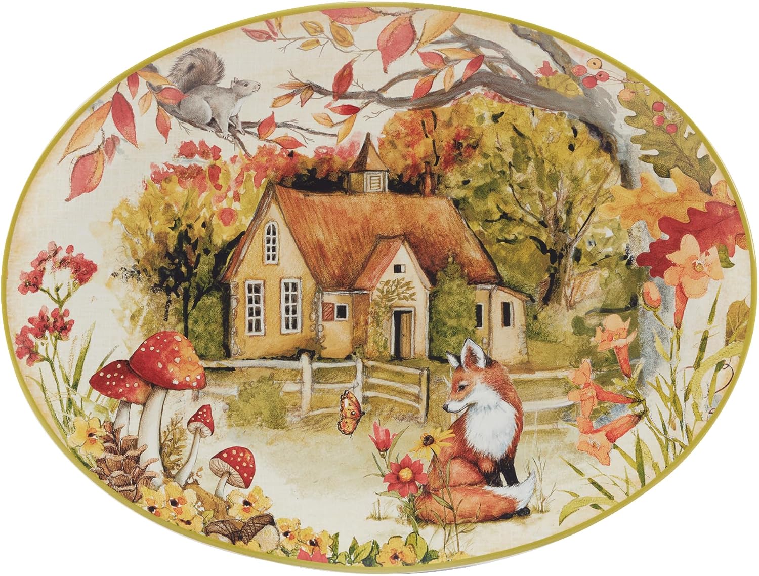 Perfect Oval Turkey Platter with Woodland Critters Design