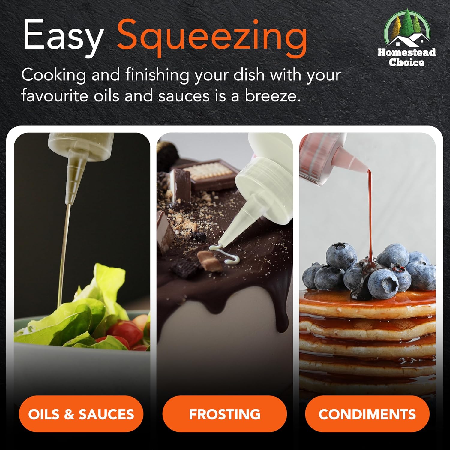 2-Pack Squeeze Bottles for Condiments