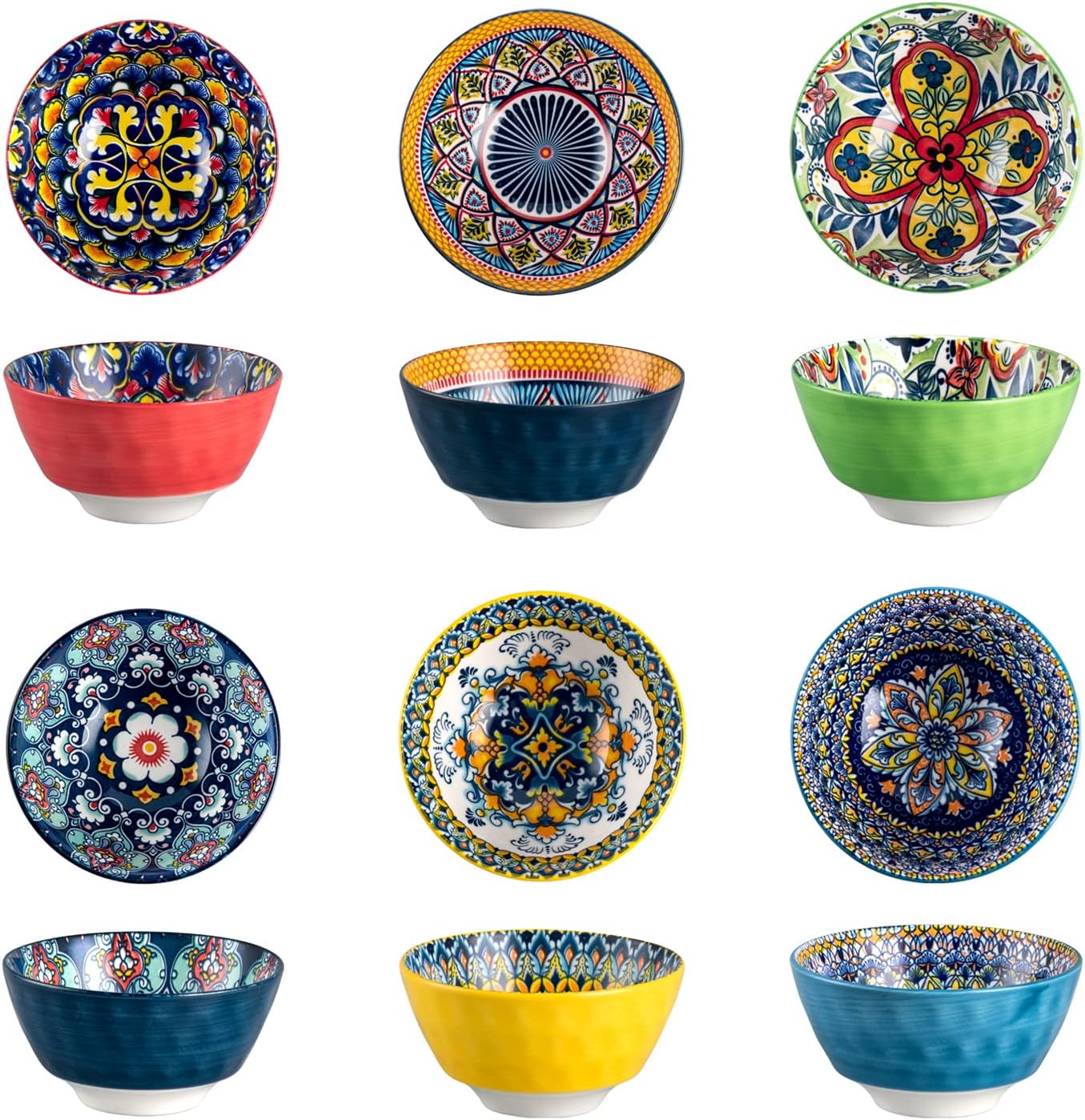Vibrant Bohemian Ceramic Snack Bowls Set