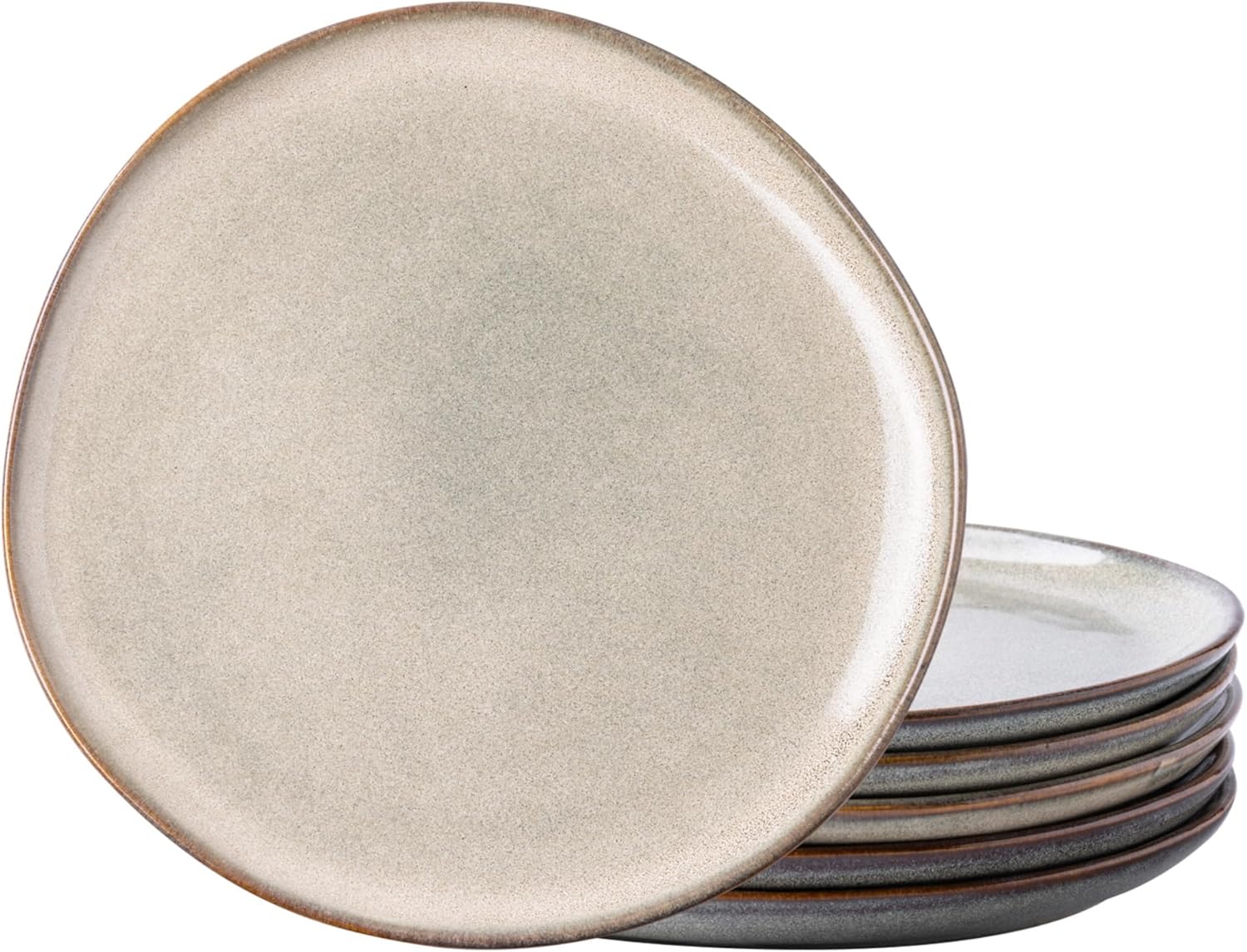 Set of 6 Ceramic Dinner Plates with Reactive Glaze Design