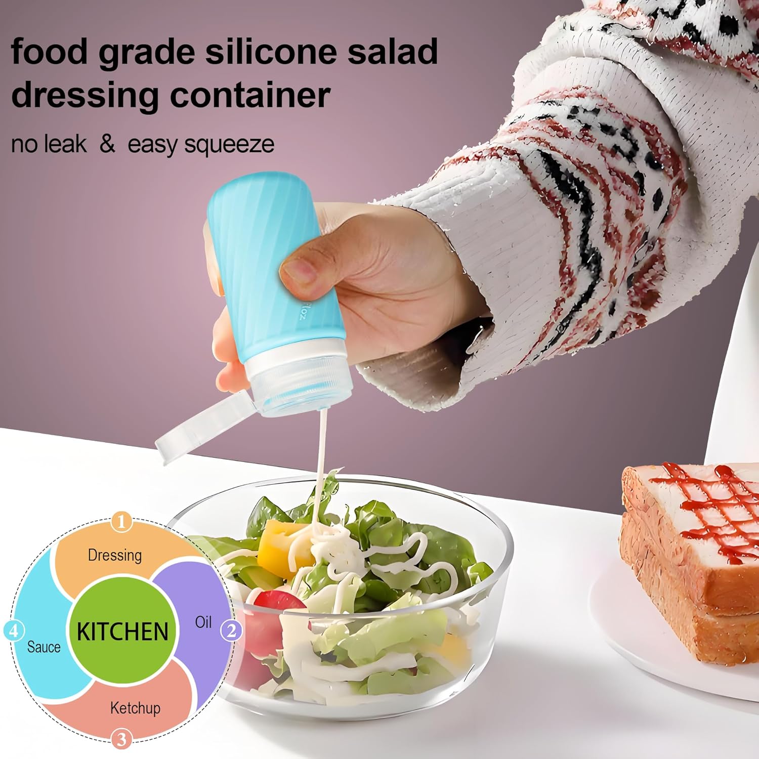 Five-Piece Leak-Proof Salad Dressing Containers for Go-To solutions
