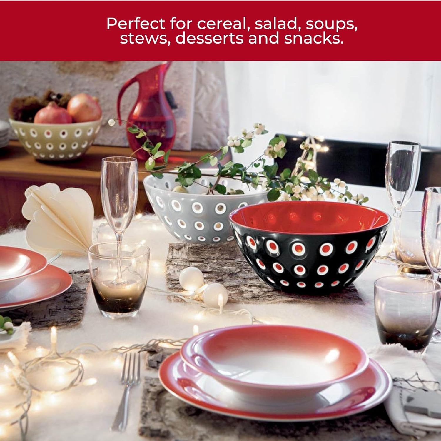 Gbuzzini Le Murrine 47 Bowl Set 2 - Red White - Elegant Design Durable