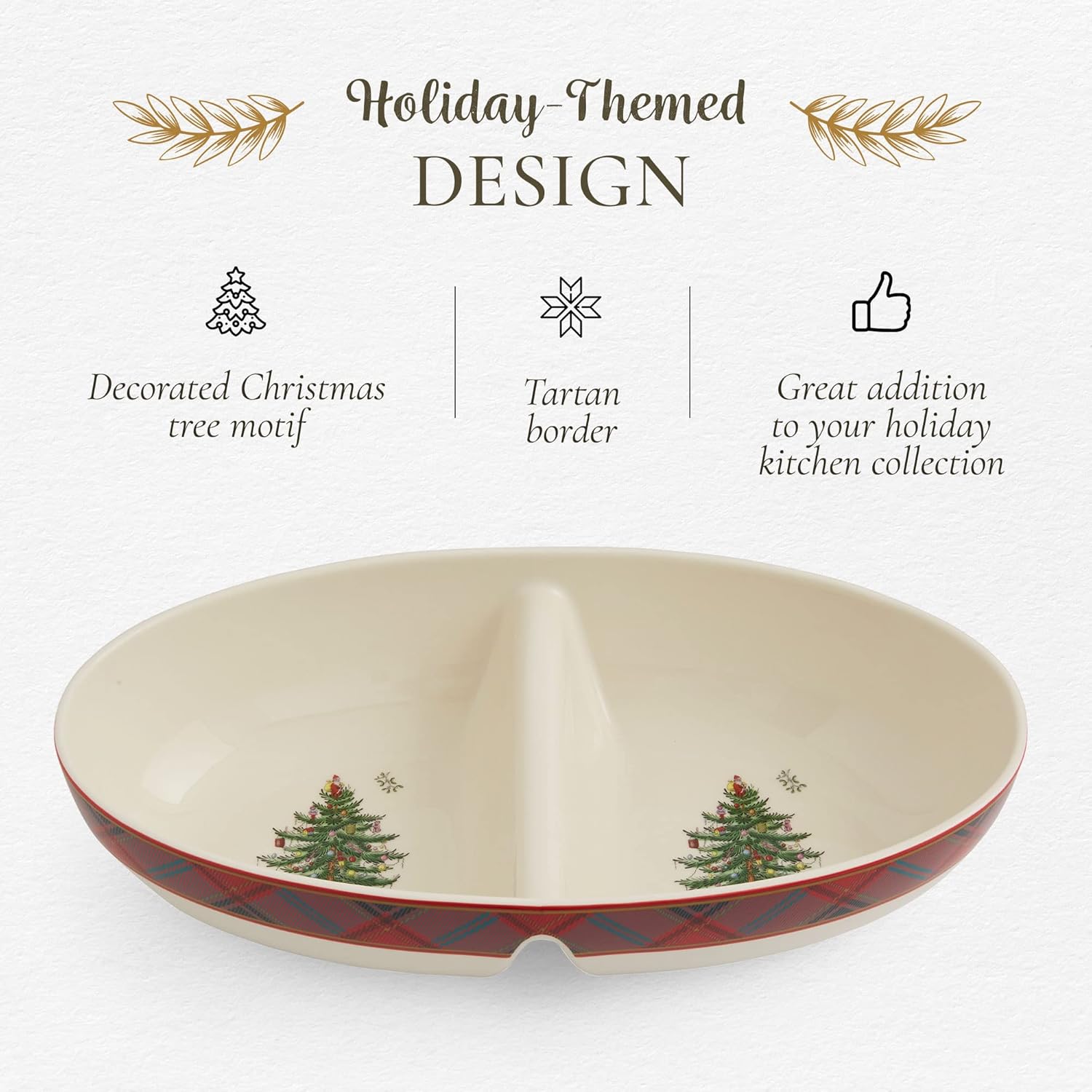 Spode Christmas Tree Tartan Divided Dish