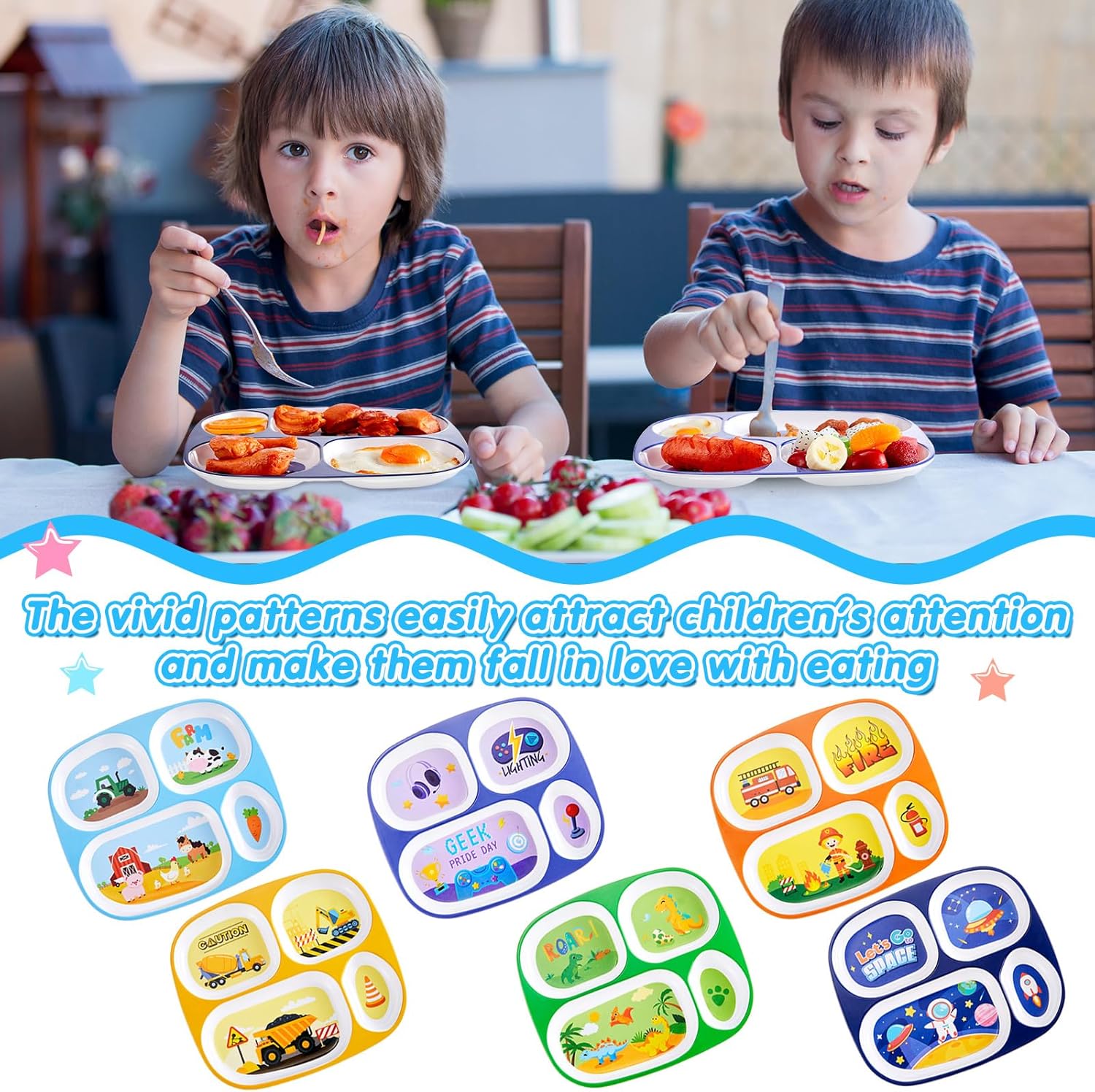 Hushee 6 Pcs 94 x 82 Inch Dinner Plate for Kids
