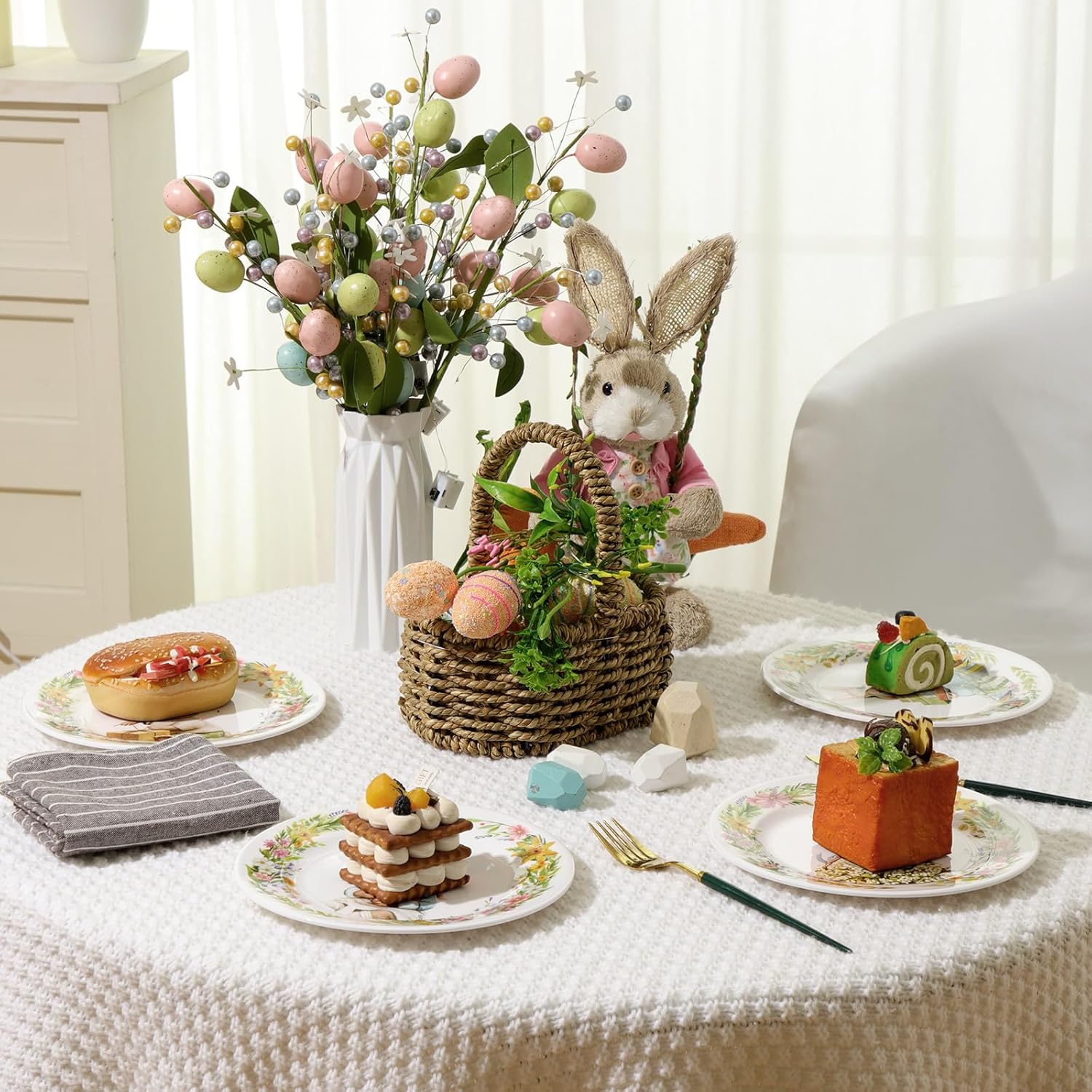 8 Pcs Easter Bunny Salad Plates Assorted Designs