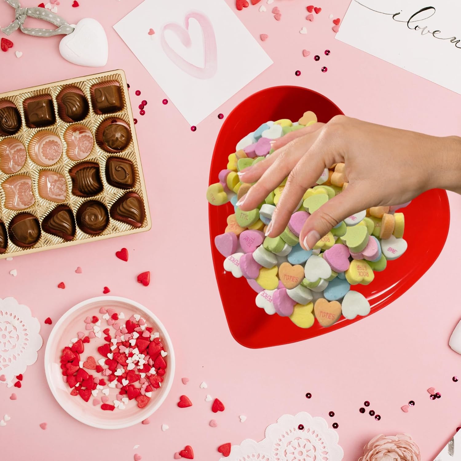 A1 Unlimited Red Heart-Shaped Bowl Stackable Valentines Day Storage Organizers