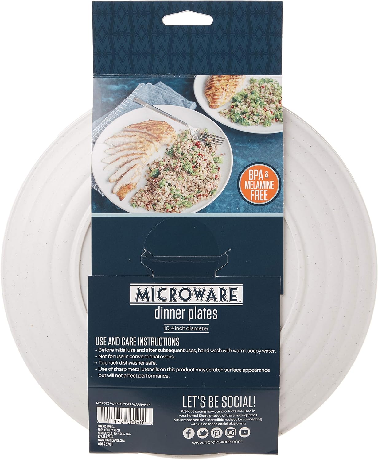 Nordic Ware 4-Piece White Dinner Plates for Microwave