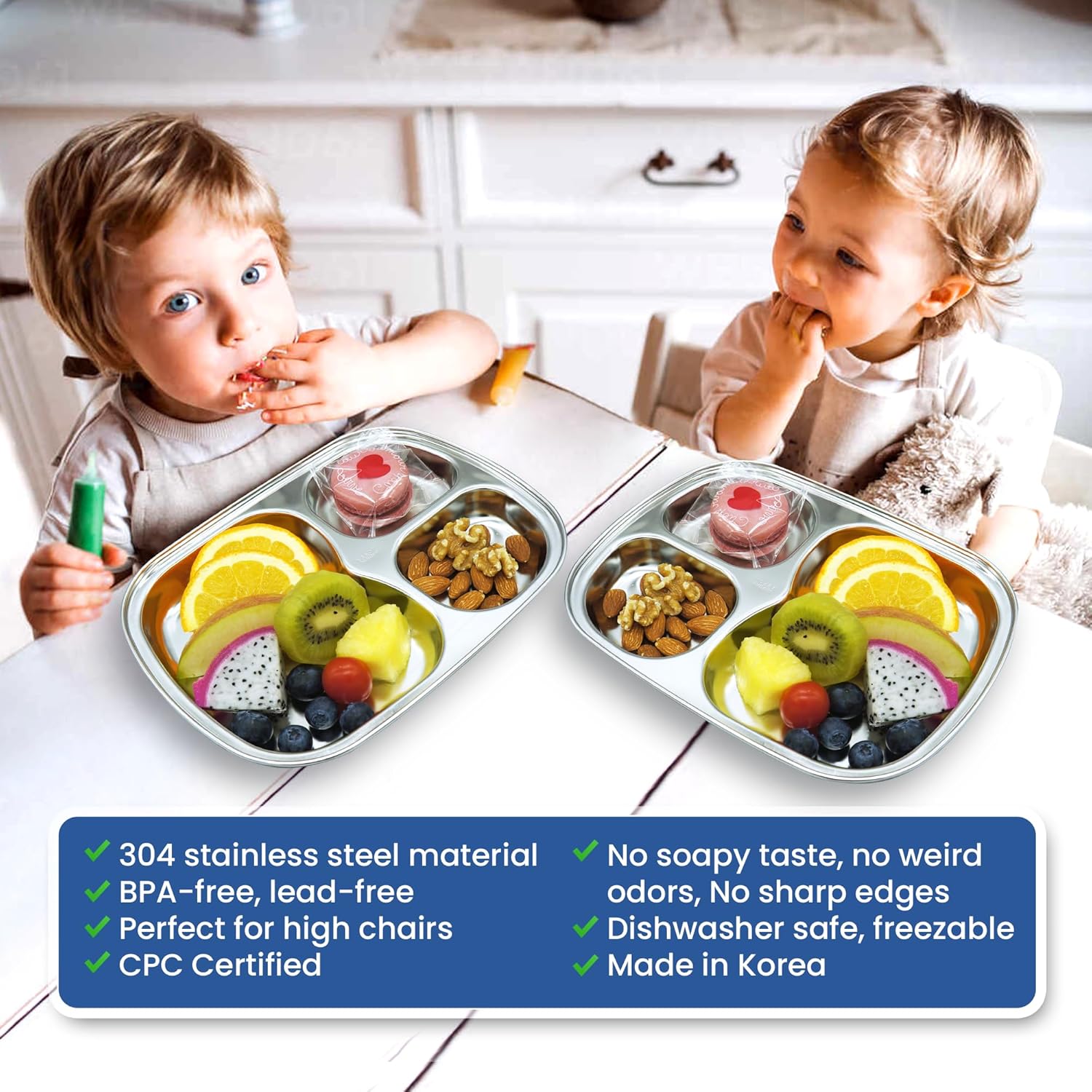 Fam 3-Compartment tray compact safe for toddlers and kids