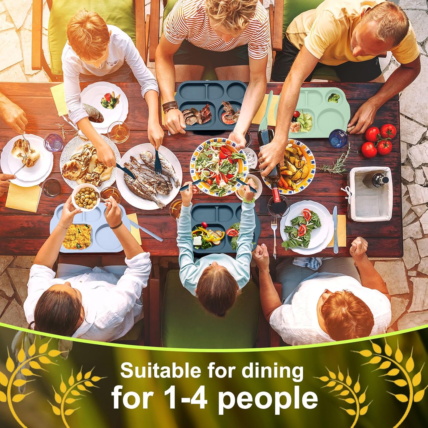 Tanlade 24-Piece Divided Dinnerware Set for Kids Adults