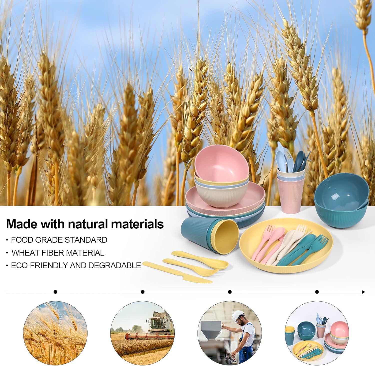 Sturdy 36-Piece Dinnerware Set for Outdoor and Daily Use