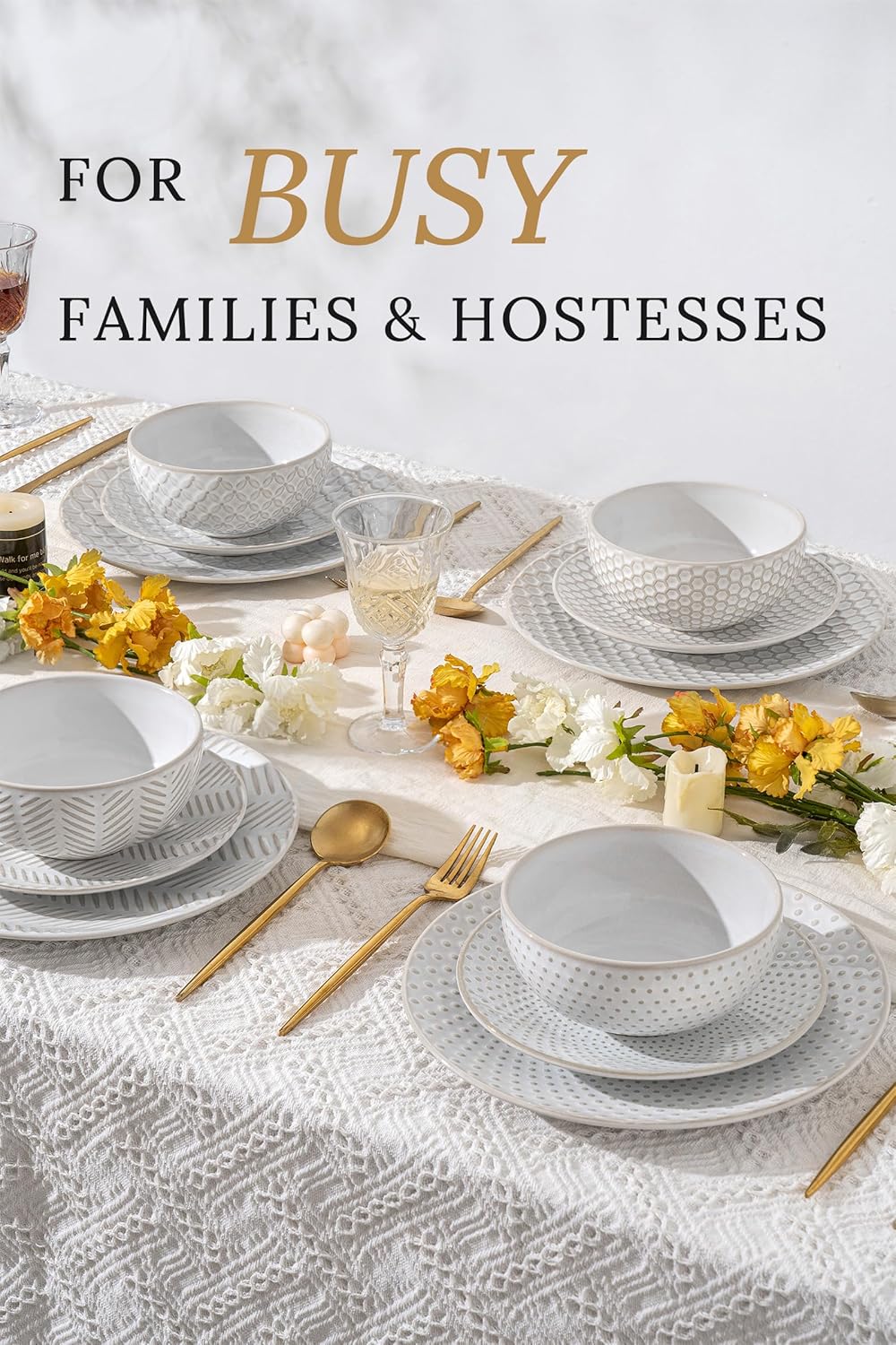 Elegant 12-Piece Dinnerware Set for Home Kitchen
