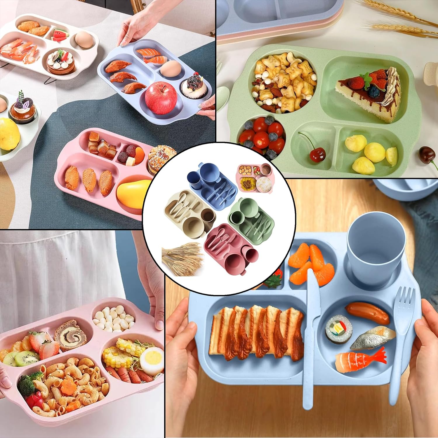 Perfect for Kids Adults Lightweight Durable BPA-Free Eco-Friendly Dinnerware Set