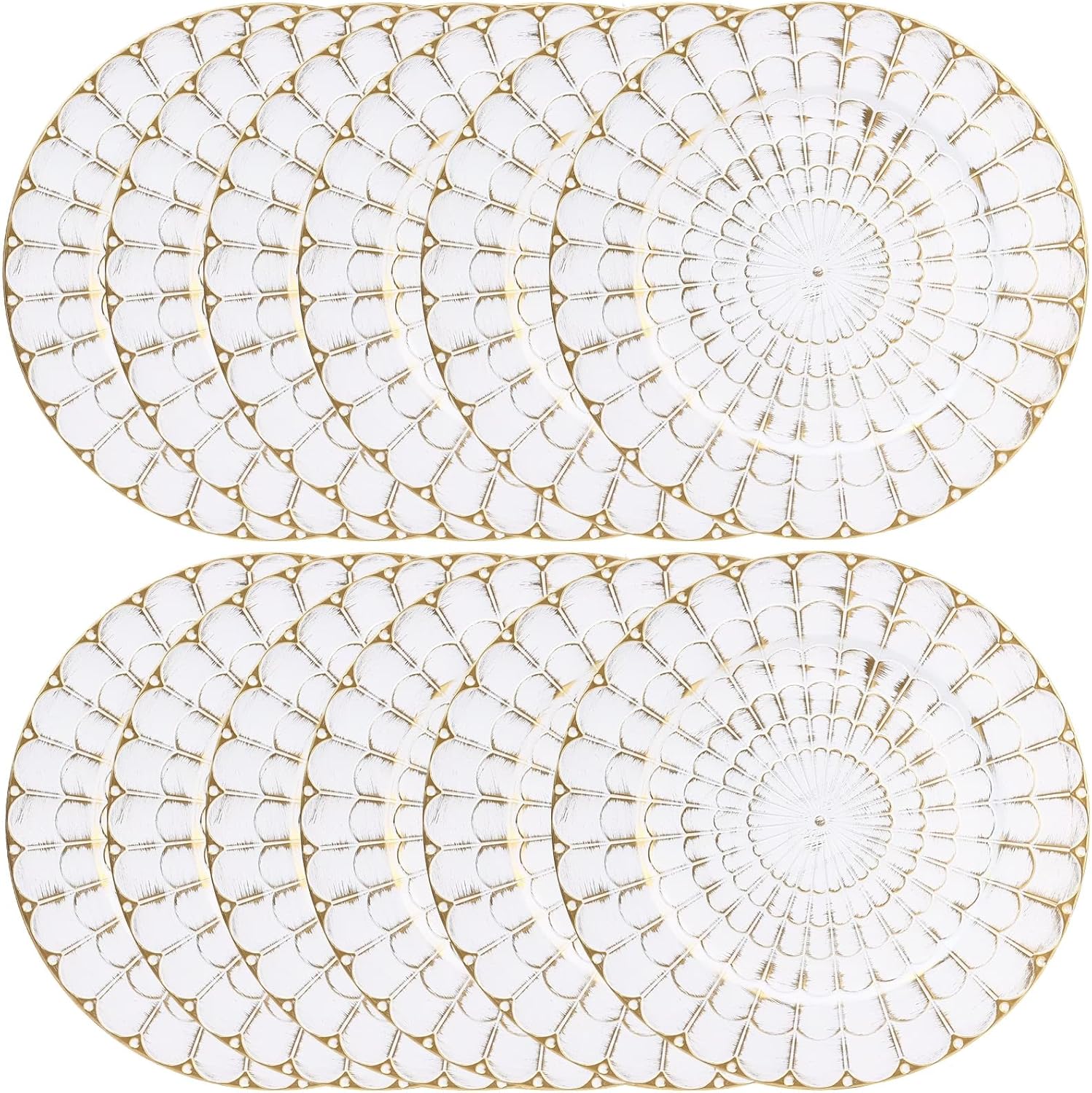Antique White 12-Piece Dinner Plates in Style