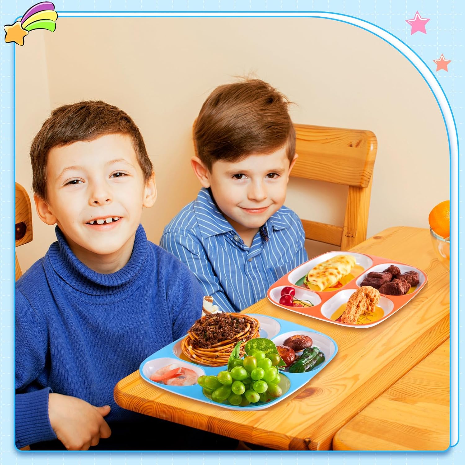 Hushee 6 Pcs 94 x 82 Inch Dinner Plate for Kids
