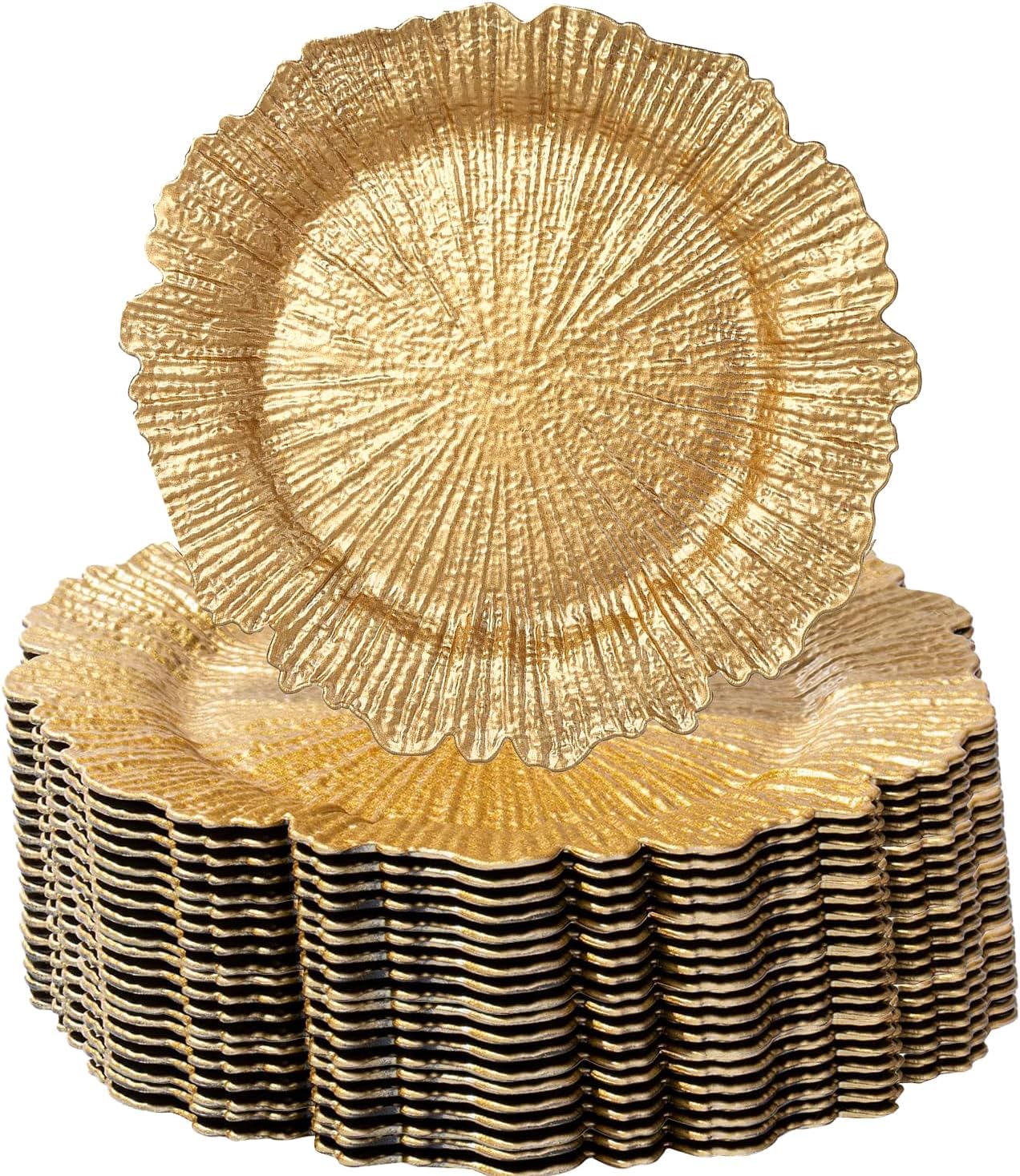 100 Pcs Matte Gold Charger Plates Bulk Set Elegant Dinnerware for Events