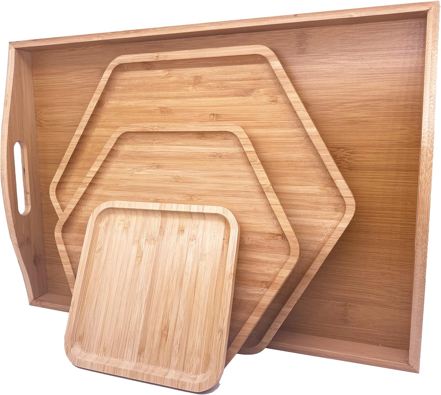 Model Bamboo Serving Tray Cheese Board 165x118-inch Set of 3